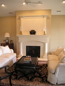Stone mantel with overmantel