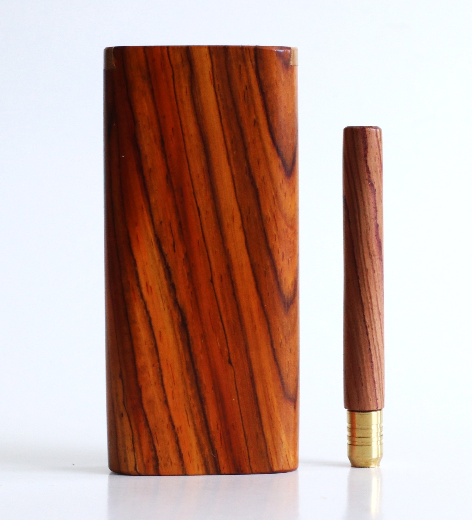 Cocobolo Slider Lid Dugout & One Hitter-Classy Handcrafted American Stash Box