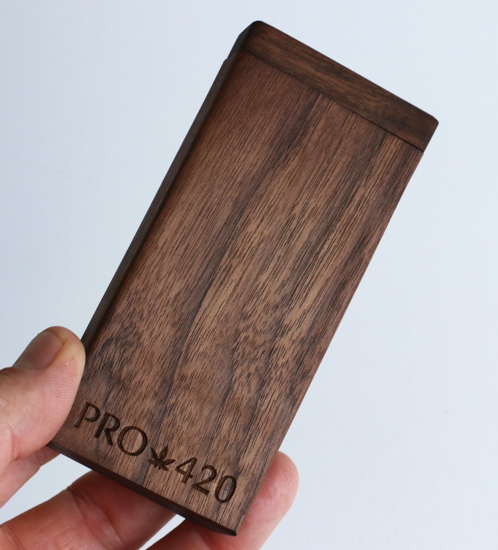 4" Walnut Wood Dugout-Premium Stash Box with One Hitter & Stash Cleaner