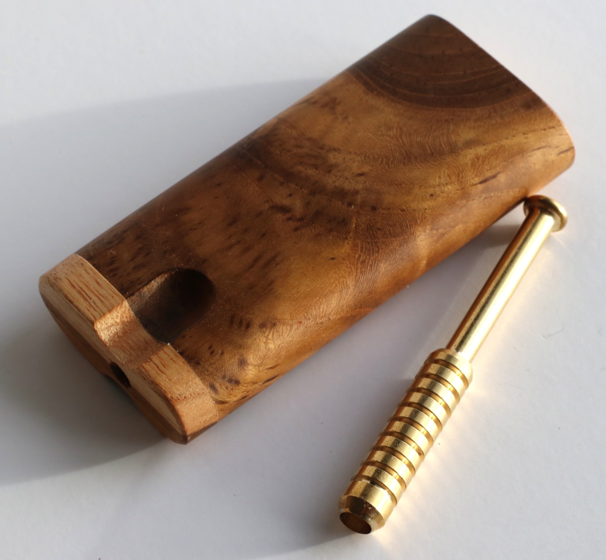 3" Brass One Hitter Pipe-Ribbed Old School Classic for 4" Dugouts - Jatoba Dugout