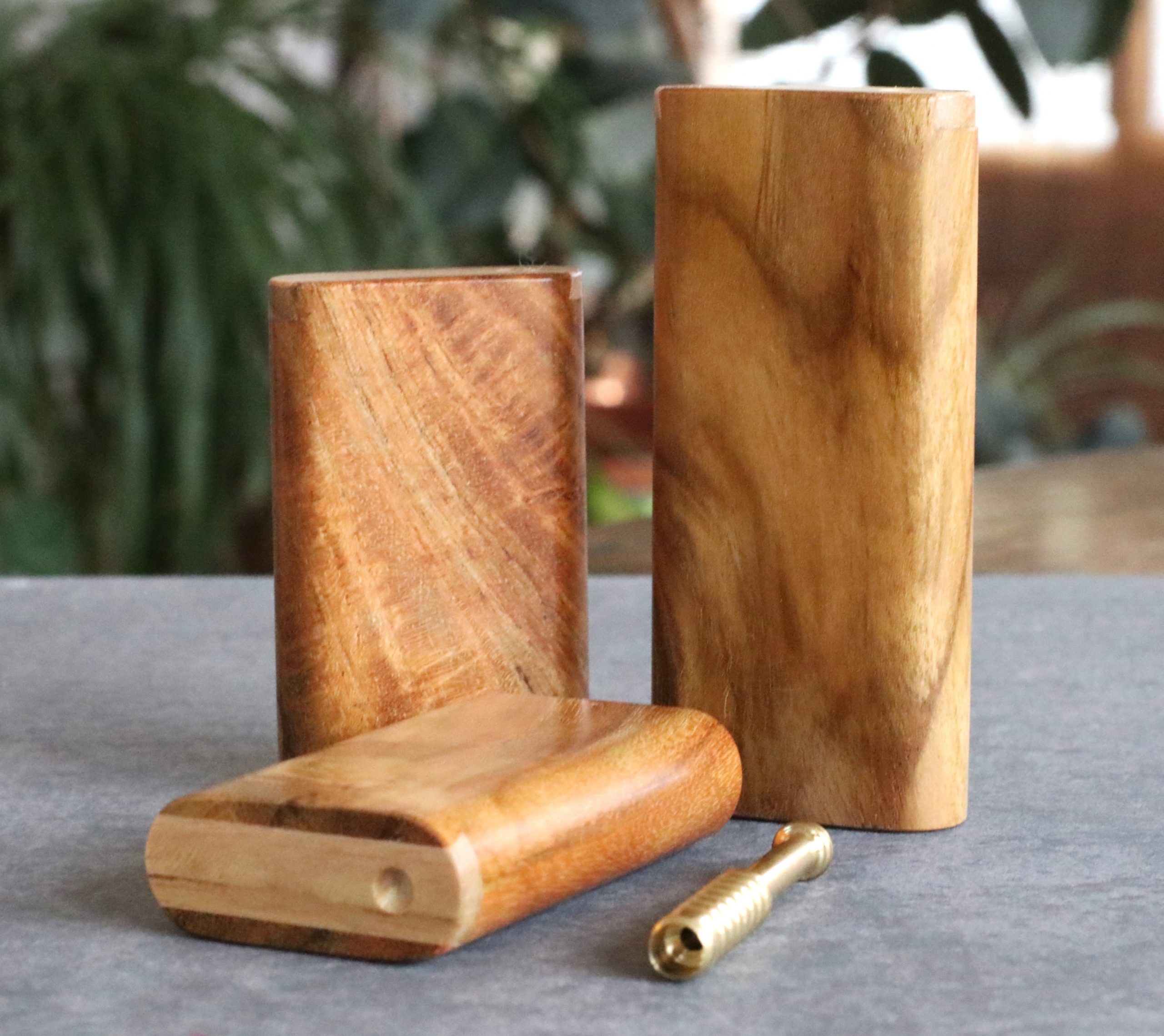 Teak Slider Lid Dugouts & One Hitter Pipe- American Handcrafted Stash Box