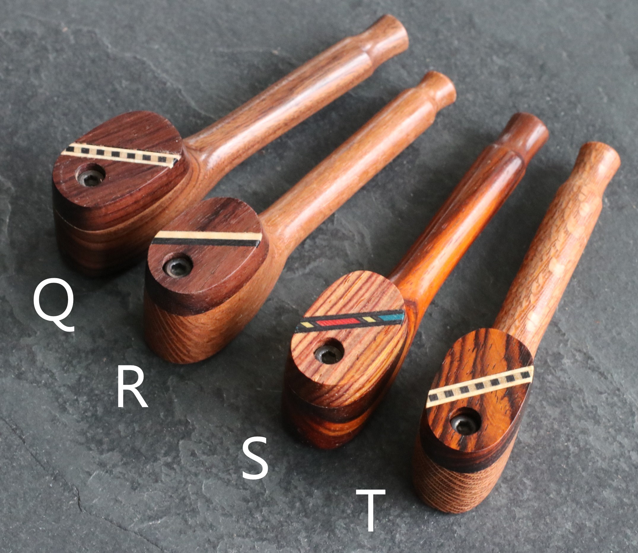 3.5" Exotic Wood Pipe- Z4 SWIVEL INLAY American Crafted Smoking Pipe