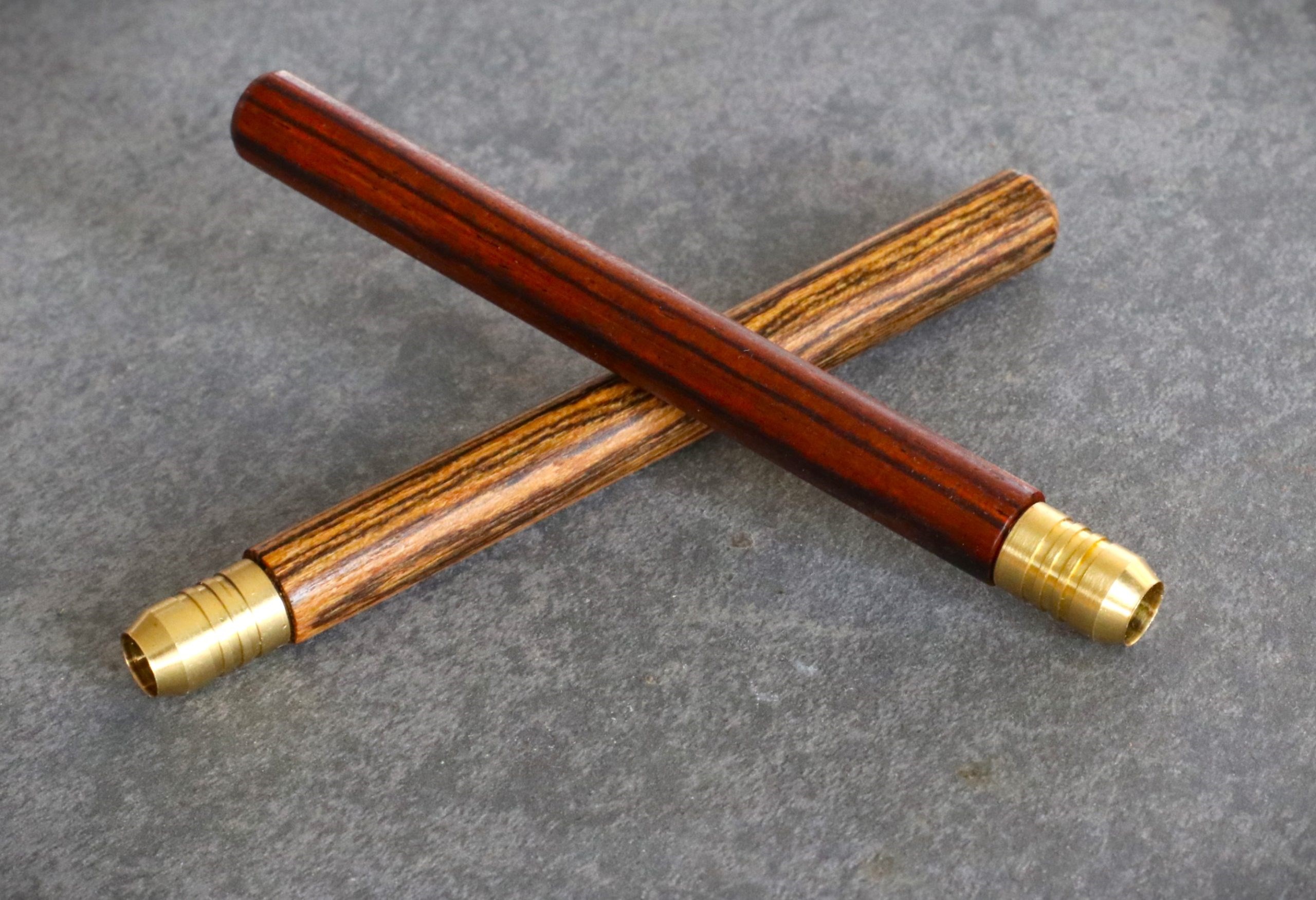 4" Exotic Wood One Hitter Pipes-Crafted Hardwood pipe with brass bowl