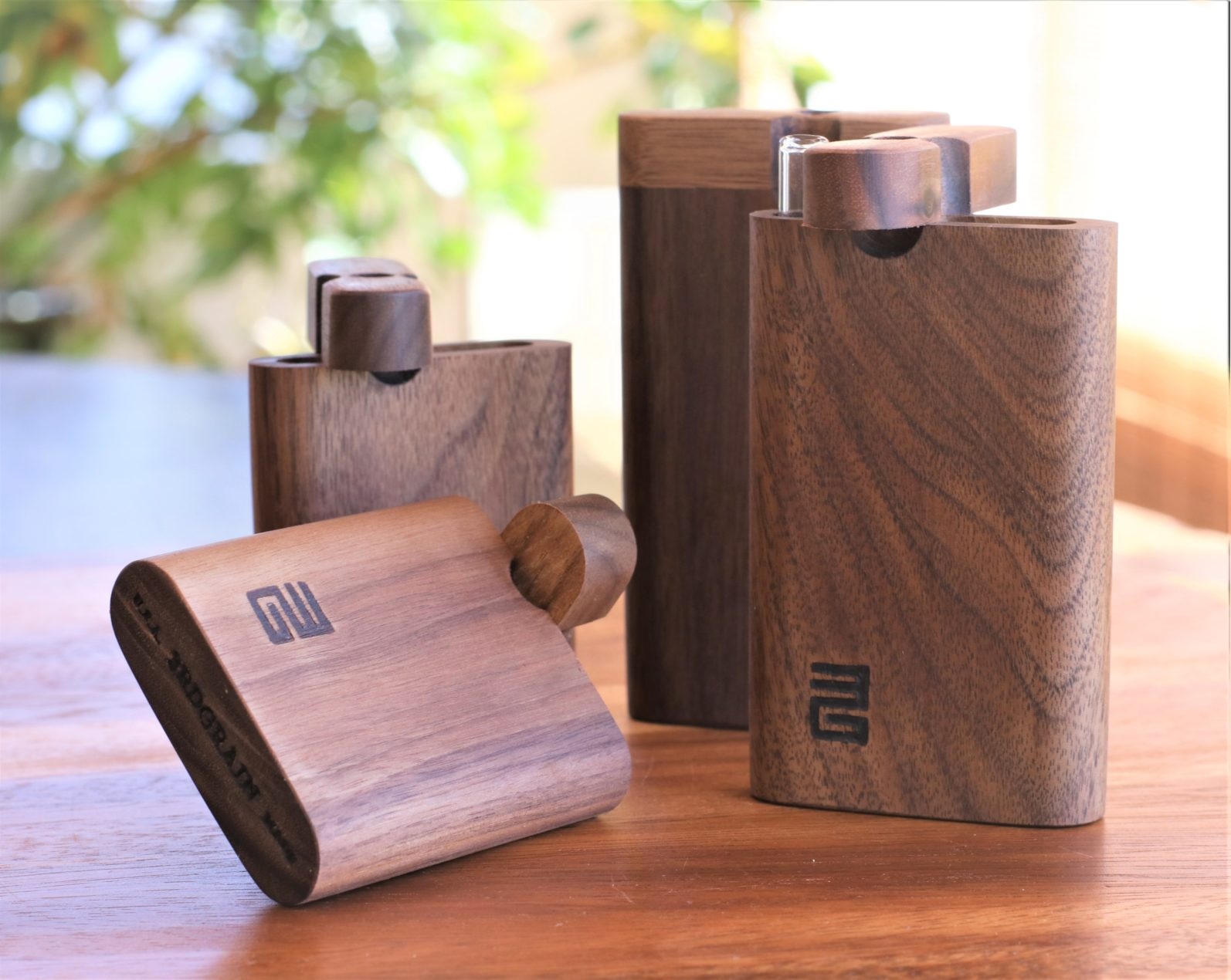 3G Walnut Dugouts with One Hitter Pipe- 3" & 4" Dugouts- American Crafted - 3G Walnut Dugouts with One Hitter Pipe- 3' & 4' Dugouts- American Crafted