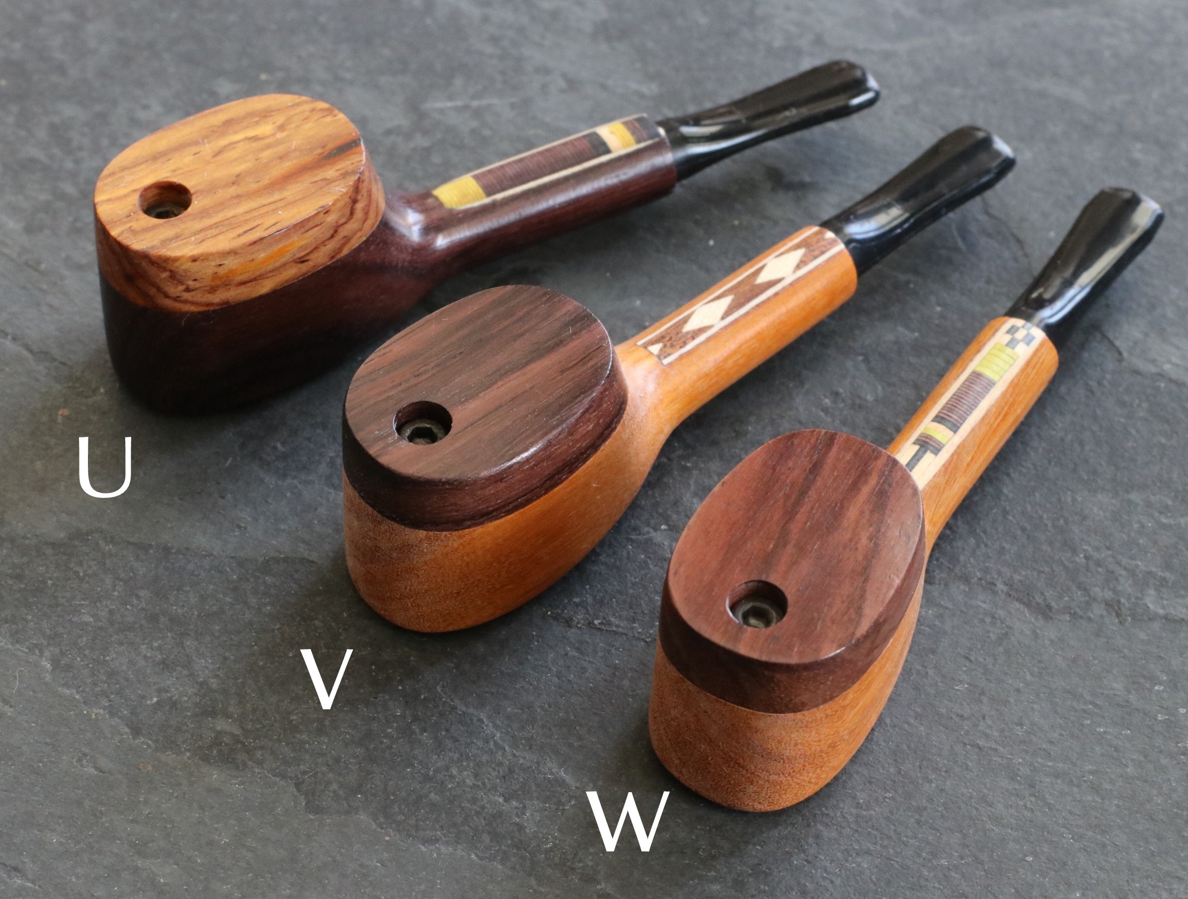 4" Exotic Wood Pipe- L56 TRIBAL- American Crafted Swivel Lid Wood Smoking Pipe - Exotic Wood Swivel Lid Pipes