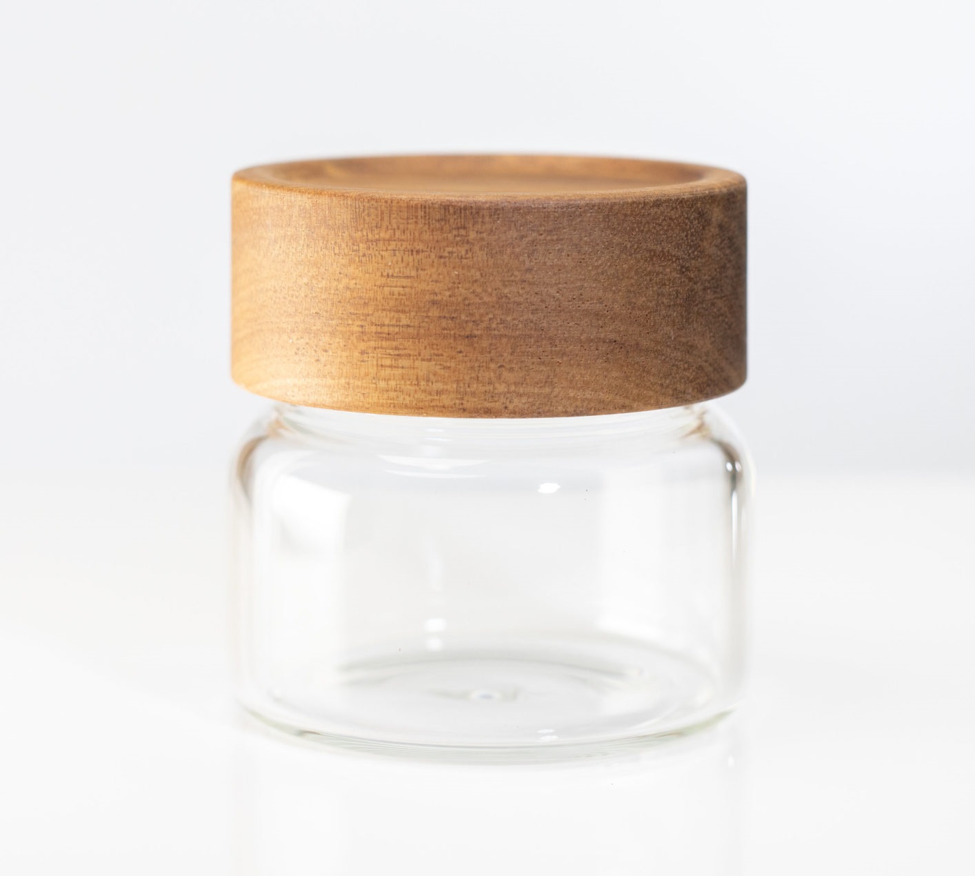 Glass Stash Jar with Bamboo Lid- Flat Top-Smell Proof Jar for Herbs & Spices