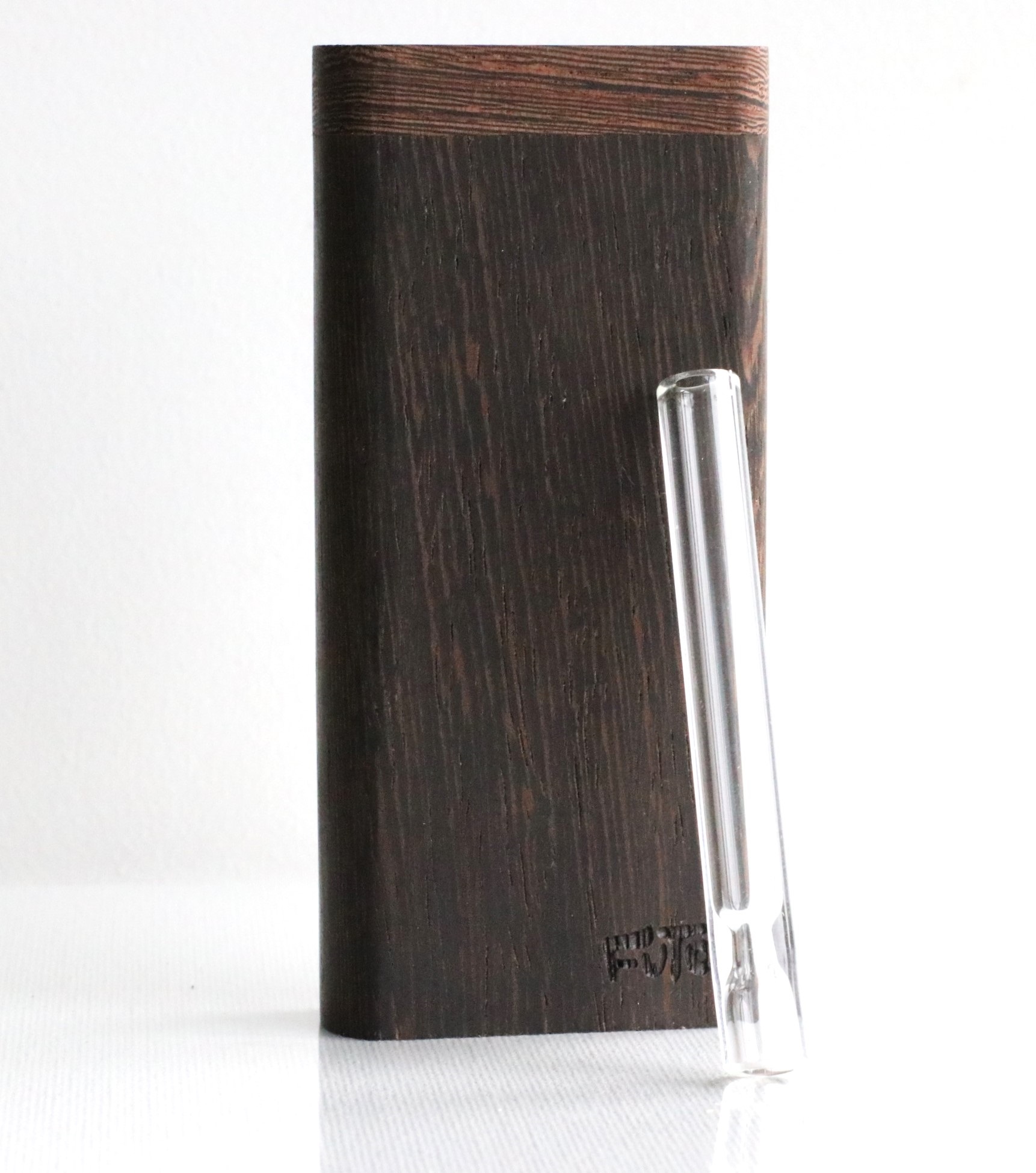 4" Wenge Wood Dugout- by Futo- Premier Stash Box with One Hitter & Stash Cleaner - Wenge Wood Dugout