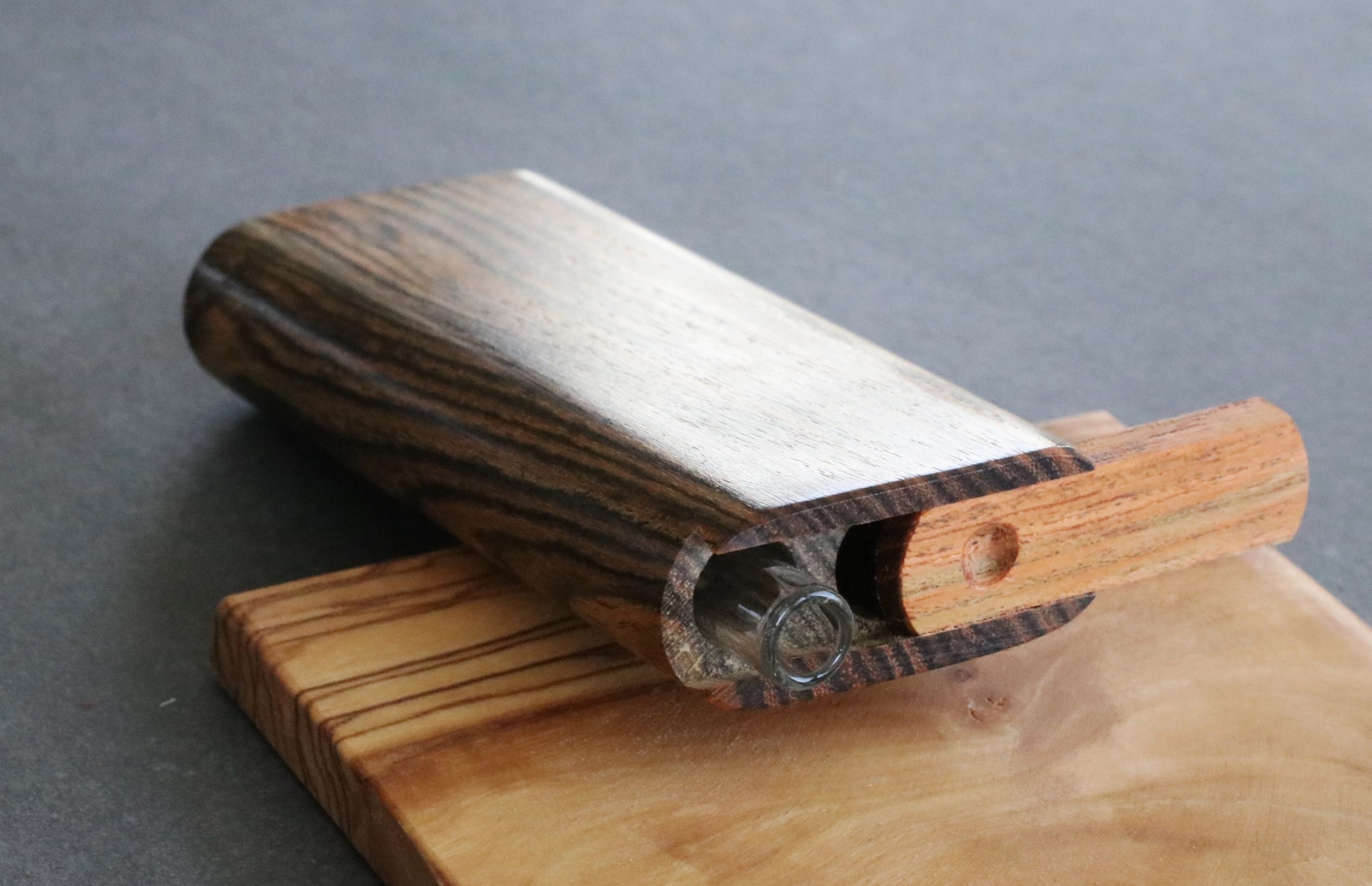 Bocote Wood Slider Lid Dugouts with Quality One Hitter Pipes - Bocote Slider Lid Dugouts