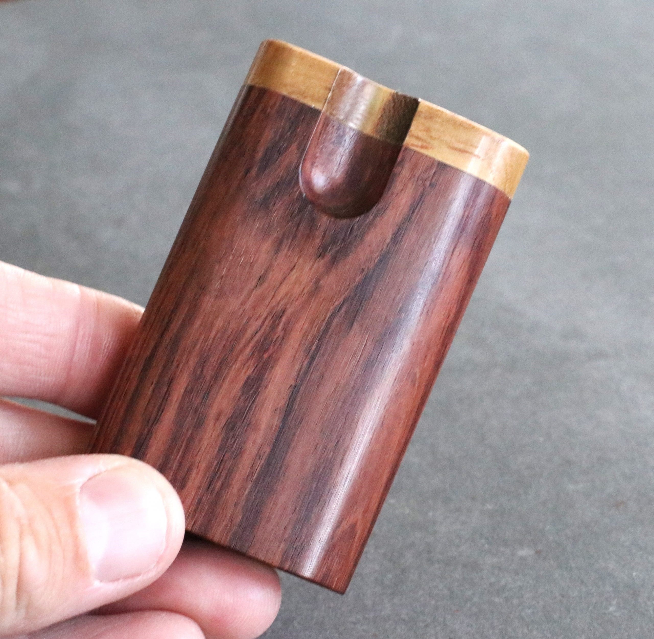 Cocobolo Swivel Lid Dugouts & One Hitter Pipes-Both 3" & 4" Available- Top Quality Exotic Wood Dugout Stash Box - Cocobolo Swivel Lid Dugout