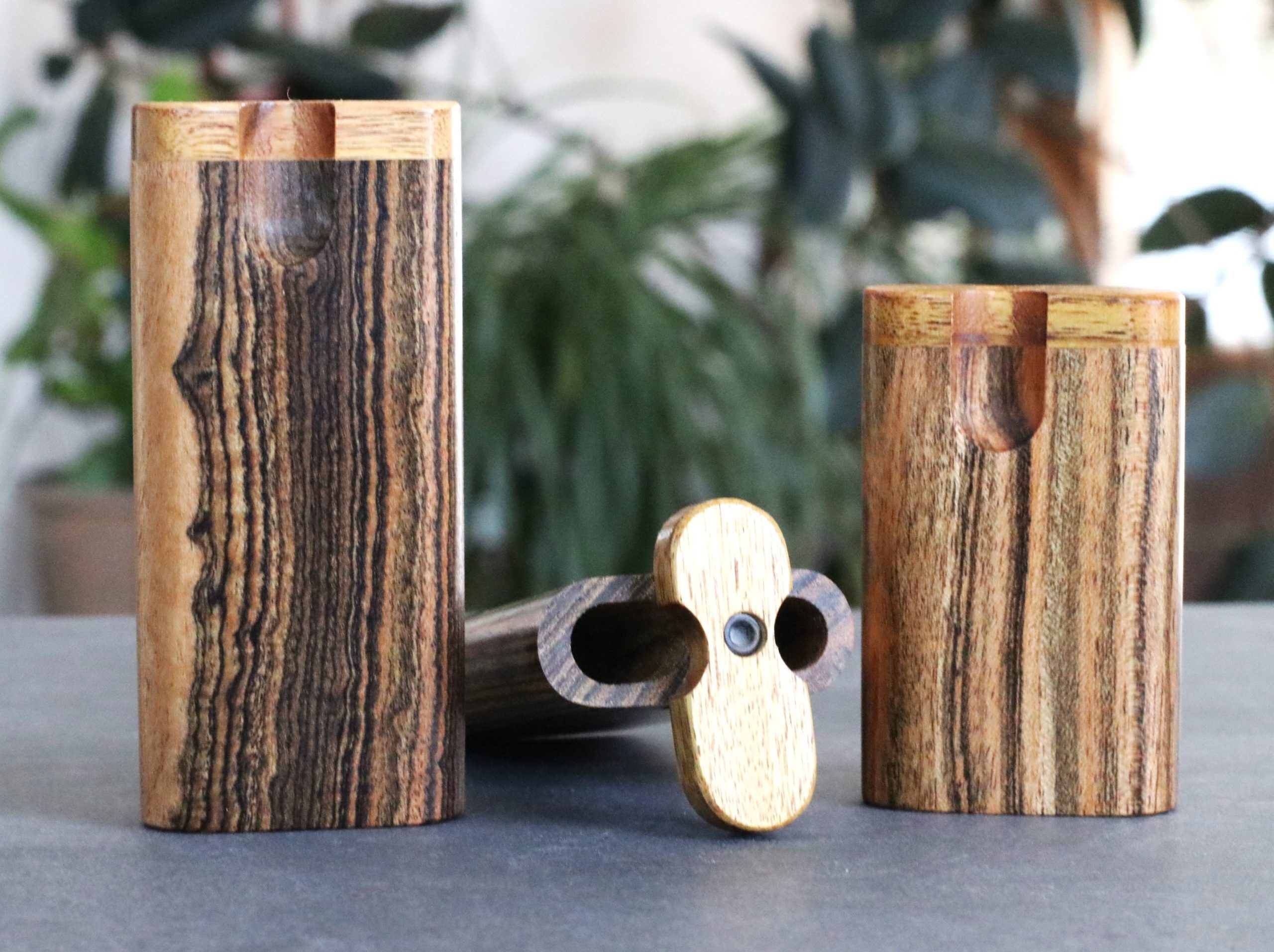 Bocote Wood Dugouts & One Hitters- Incredible Chocolate Grain - Bocote Swivel Lid Dugout