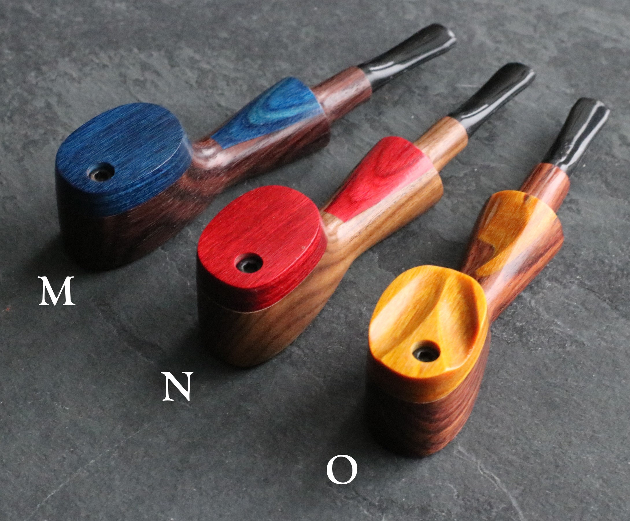 Colorful Exotic Wood Pipes with Swivel Lid- G3 COLOR ETCH BODY- Handcrafted American Pipes - Exotic Wood Pipes