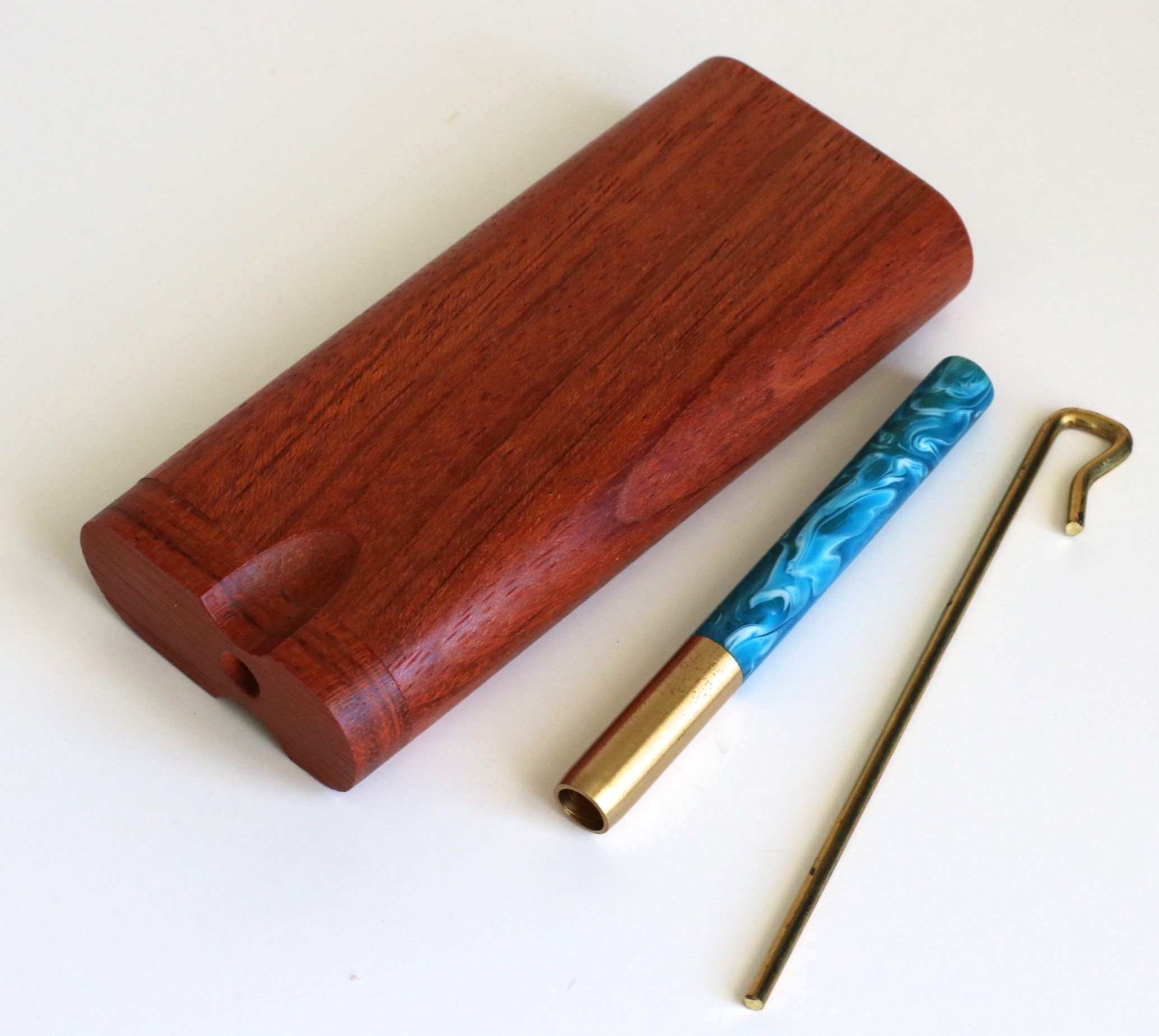 4" Jatoba Swivel Lid Dugout & One hitter pipe-American Handcrafted Stash Boxes - Rosewood Dugout