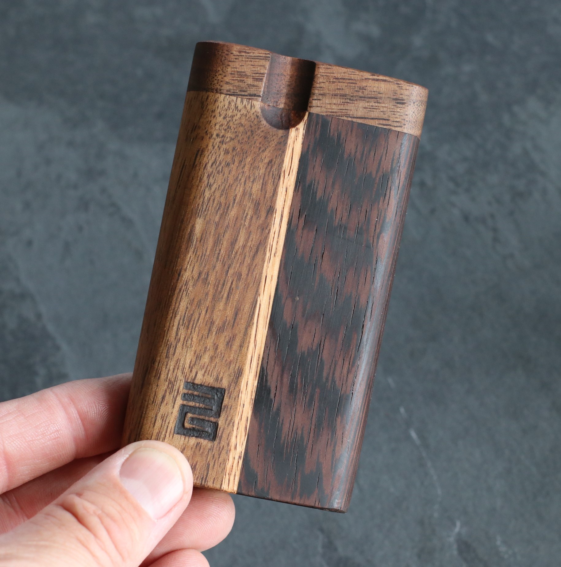 3rd Grain Swivel Lid Dugouts & One hitter pipes-American Crafted Stash Box-Walnut/Wenge Mix - 3rd Grain Dugouts