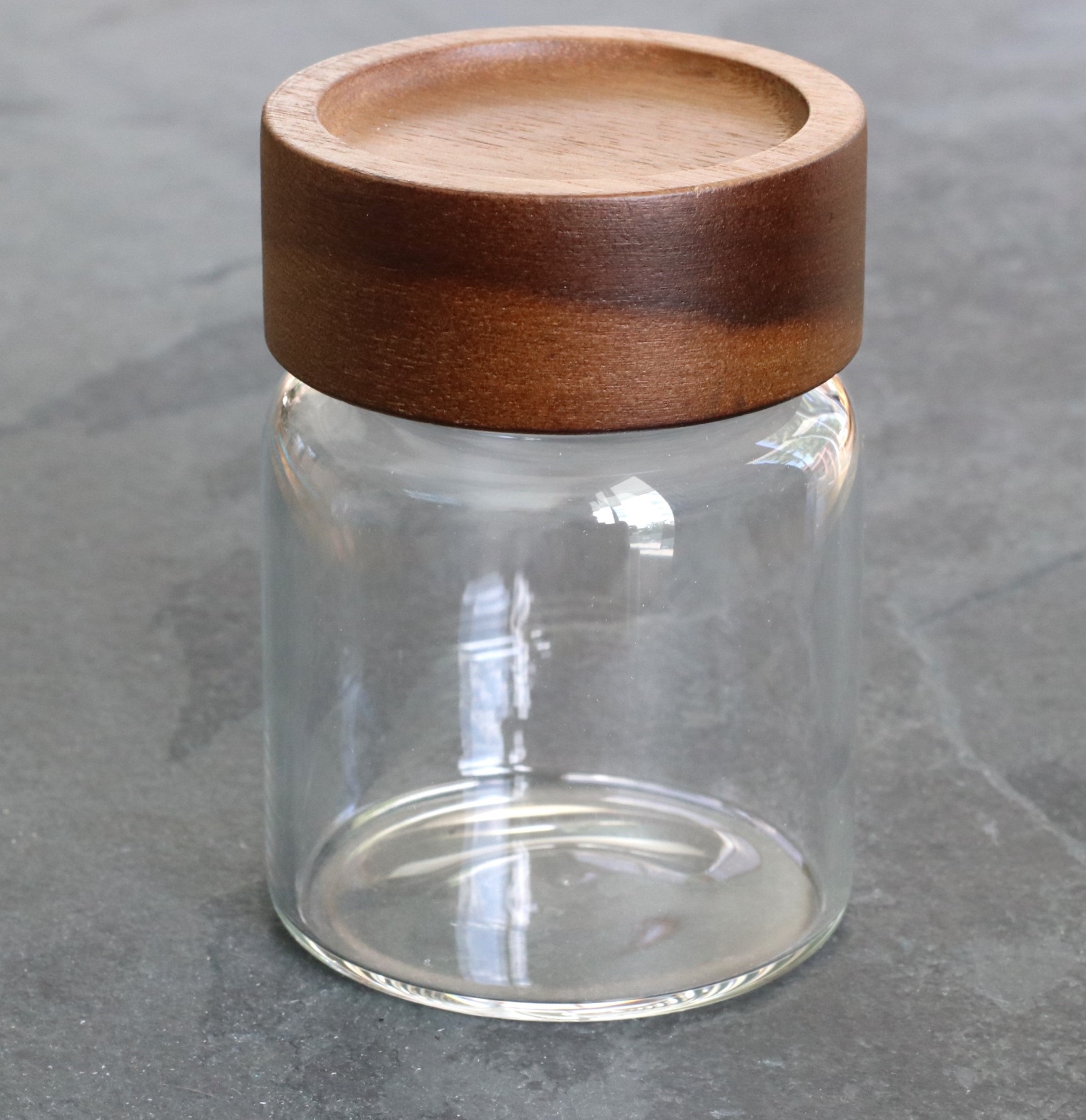 Glass Stash Jar with Bamboo Lid- Flat Top-Smell Proof Jar for Herbs & Spices - 4' Glass Stash Jar