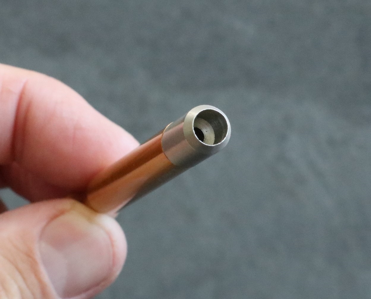 3" Stainless Steel Shark Tip Pipe-Designed for 4" Dugouts w/brass poker - 3' Gold Metal One Hitter Pipe