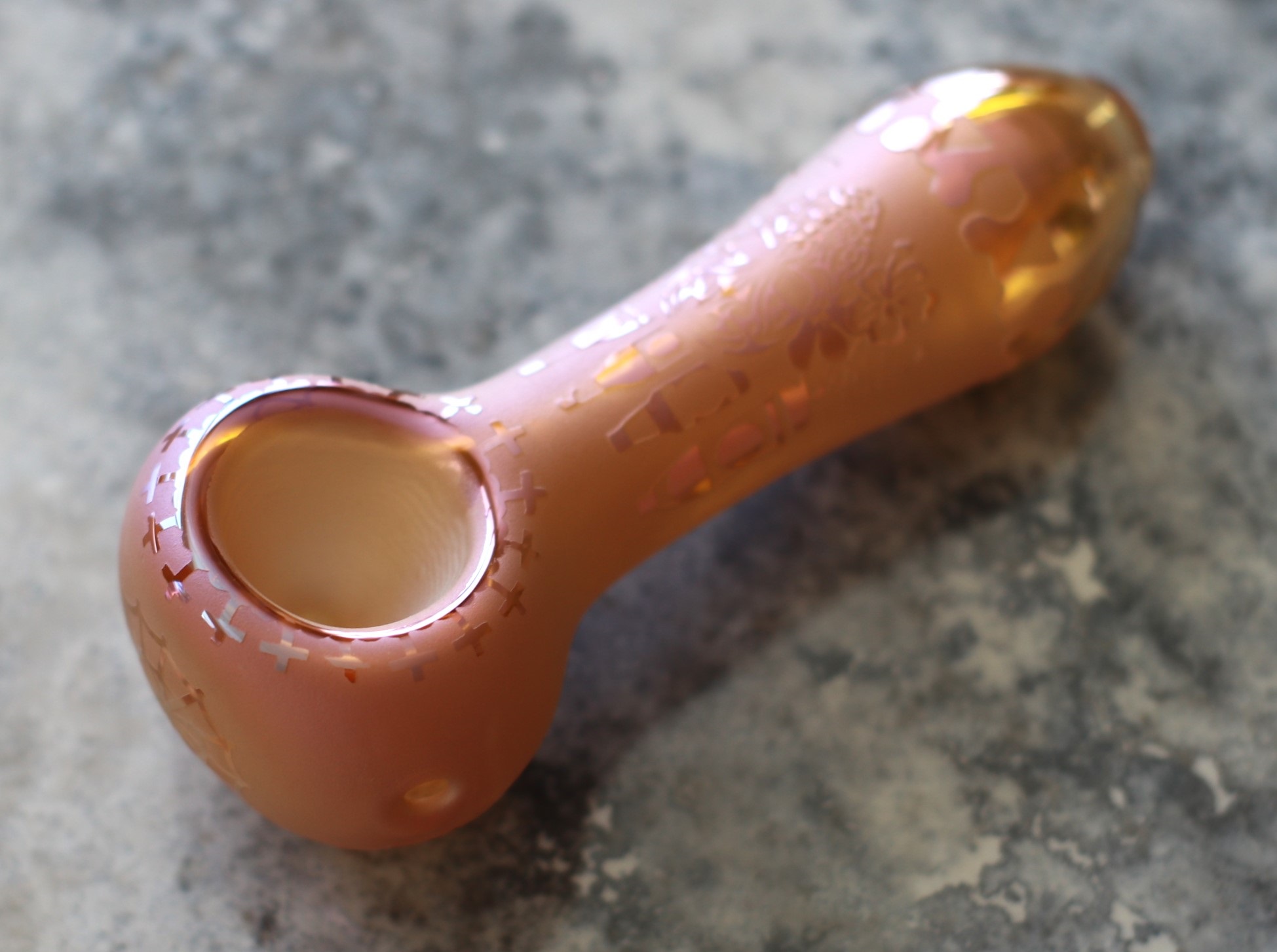 4" Glass Spoon Pipe w/colorful ceramic coating-Pink Money - 4' Glass Spoon Pipe