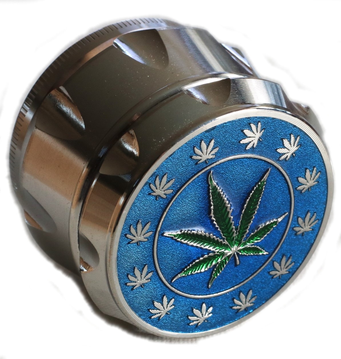 PRO 420 Herb Grinder- 2" Diameter-Leaf Design- 4 Colors- 4 piece Twist and Grinder - Barrel Herb Grinder