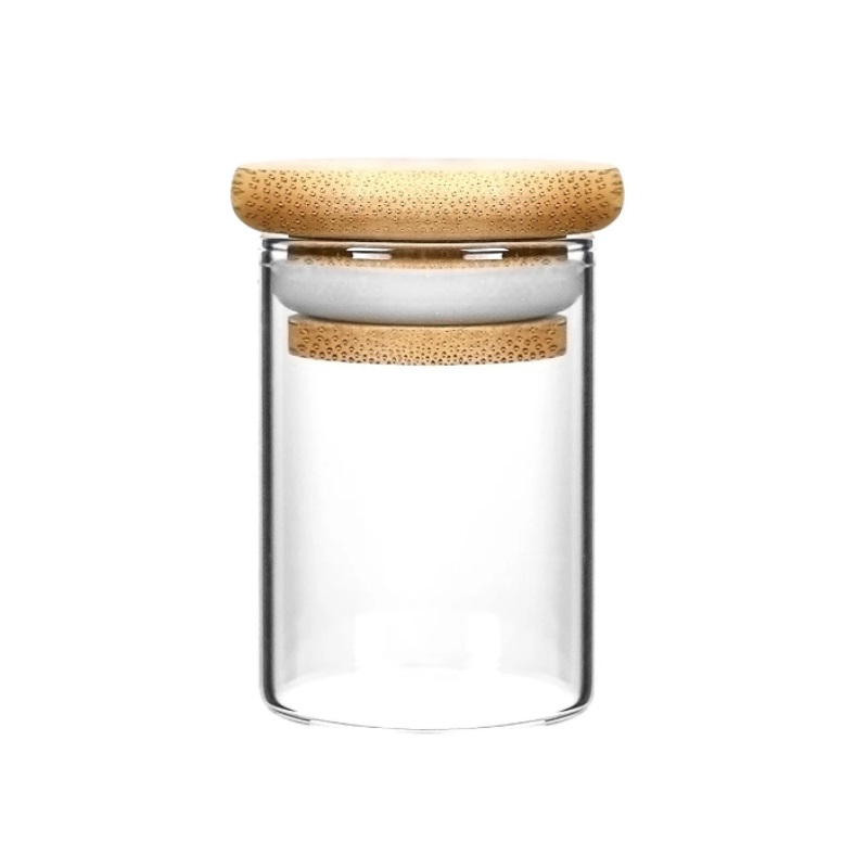 2" Glass Stash Jar with Bamboo Lid- Smell Proof- Safe Storage for Herbs