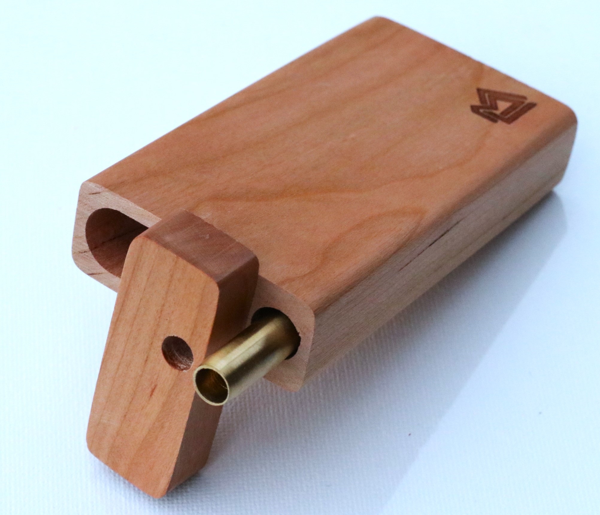 4" American Cherry Wood Dugout & One Hitter Pipe - Handcrafted Wood Dugout One Hitter