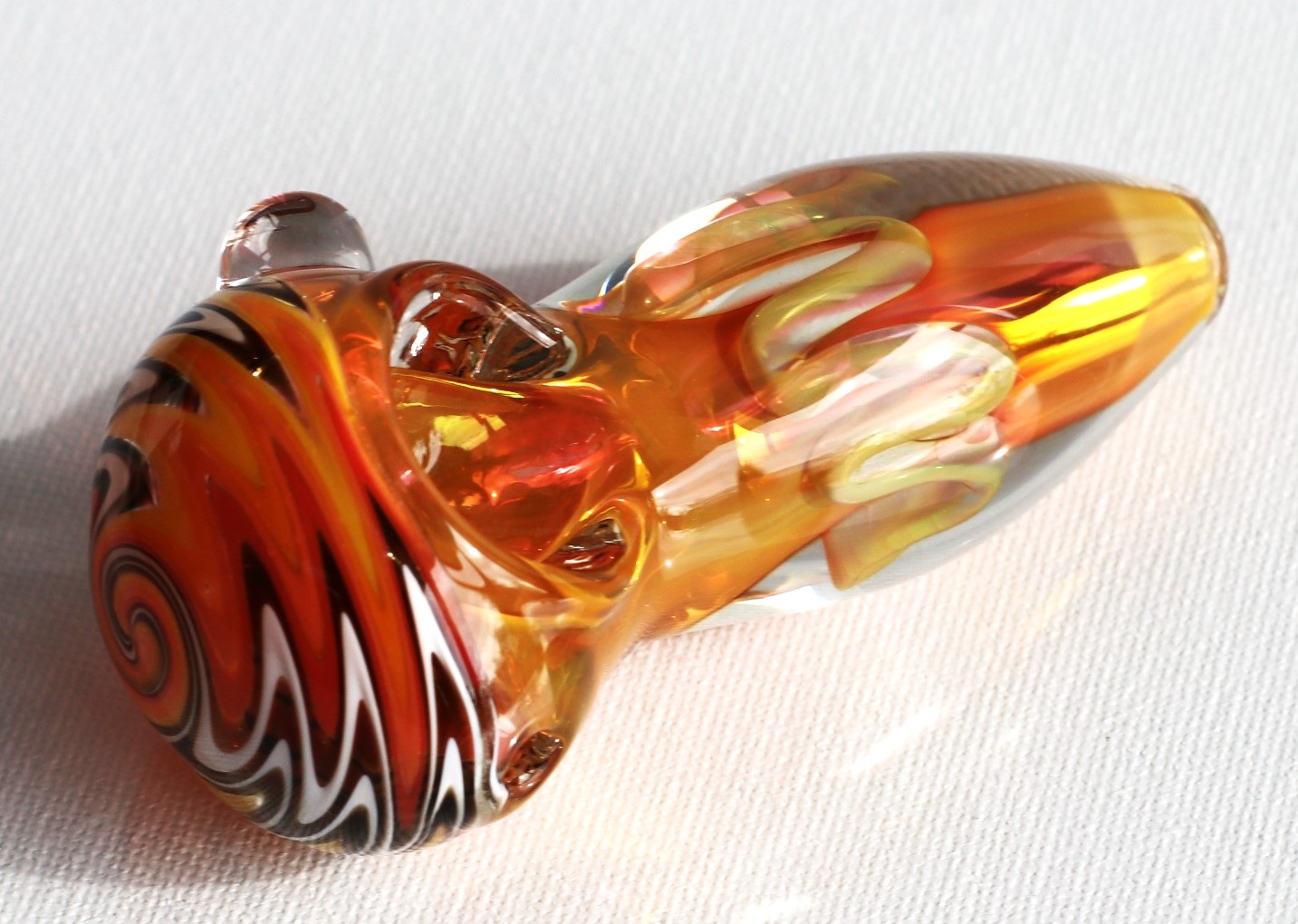 3.5"" Glass Spoon Pipe-Spiral - Glass Spoon Pipe