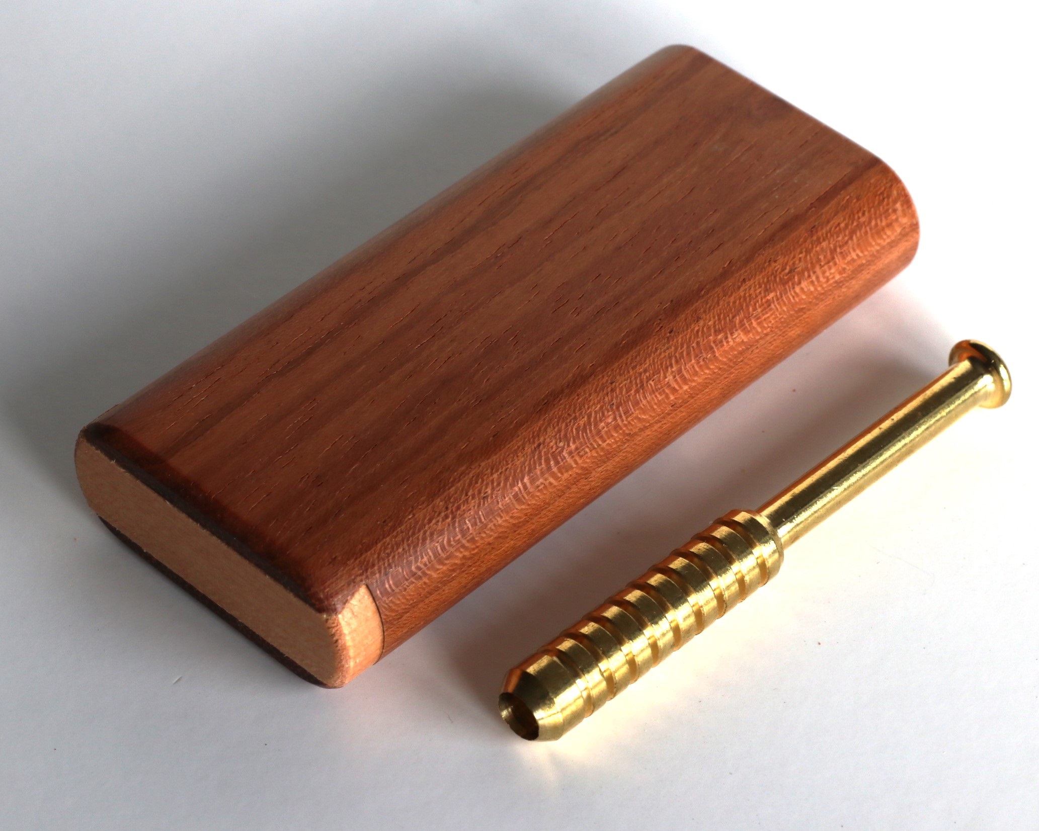 4" Brazilian Cherry Wood Slider Lid Dugouts w/ One Hitter Pipes-American Crafted Stash Boxes - Jatoba Dugout