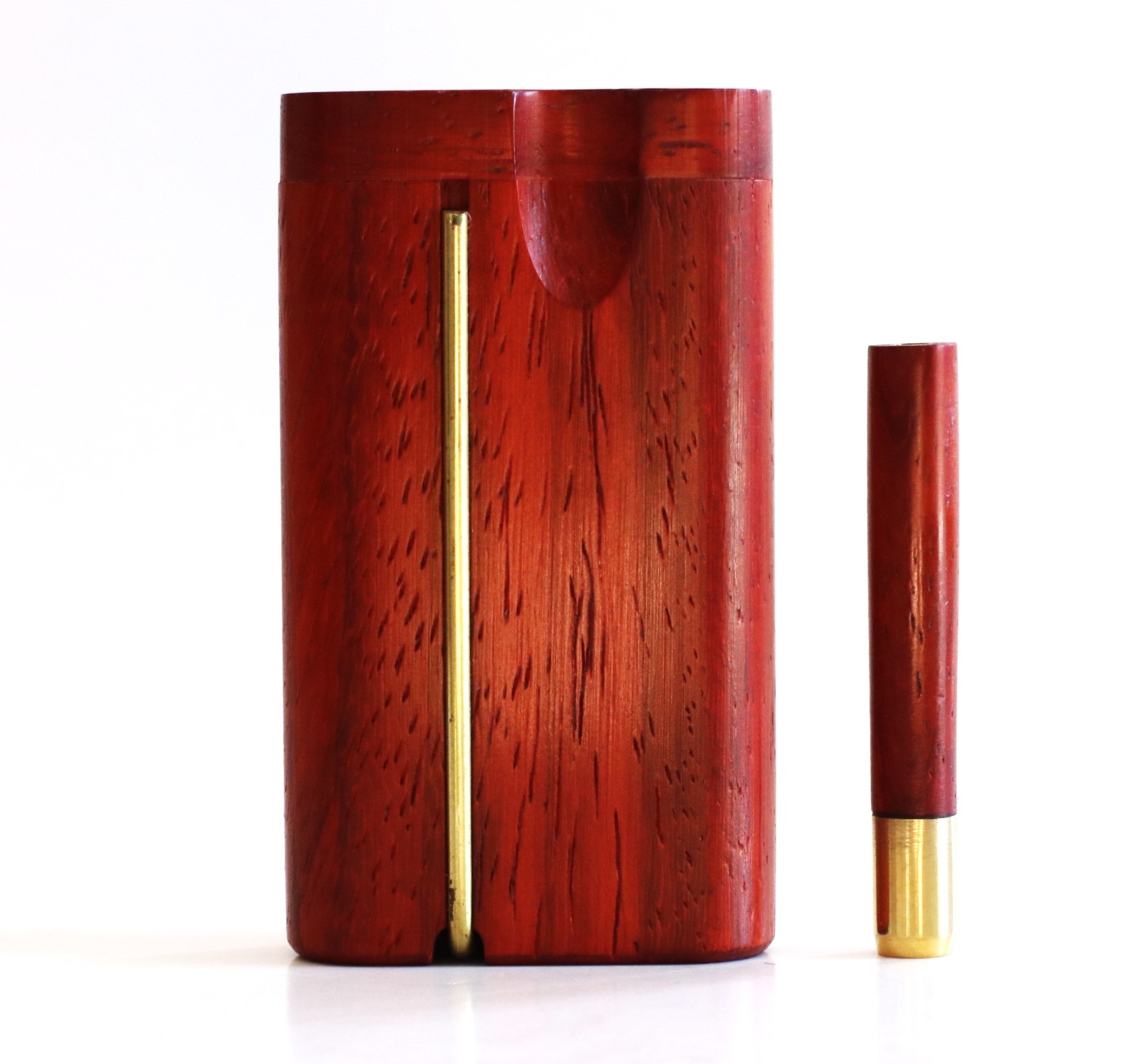 3" & 4" Red Padauk Swivel Lid Dugouts-Built in Poker & One Hitter Pipe - Padauk swivel lid dugout