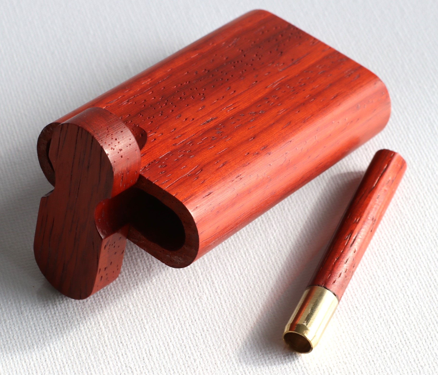 3" & 4" Padauk Spring Lock Dugouts & One hitter pipes-American Handcrafted Stash Boxes - 3' & 4' Padauk Spring Lock Dugouts & One hitter pipes-American Handcrafted Stash Boxes