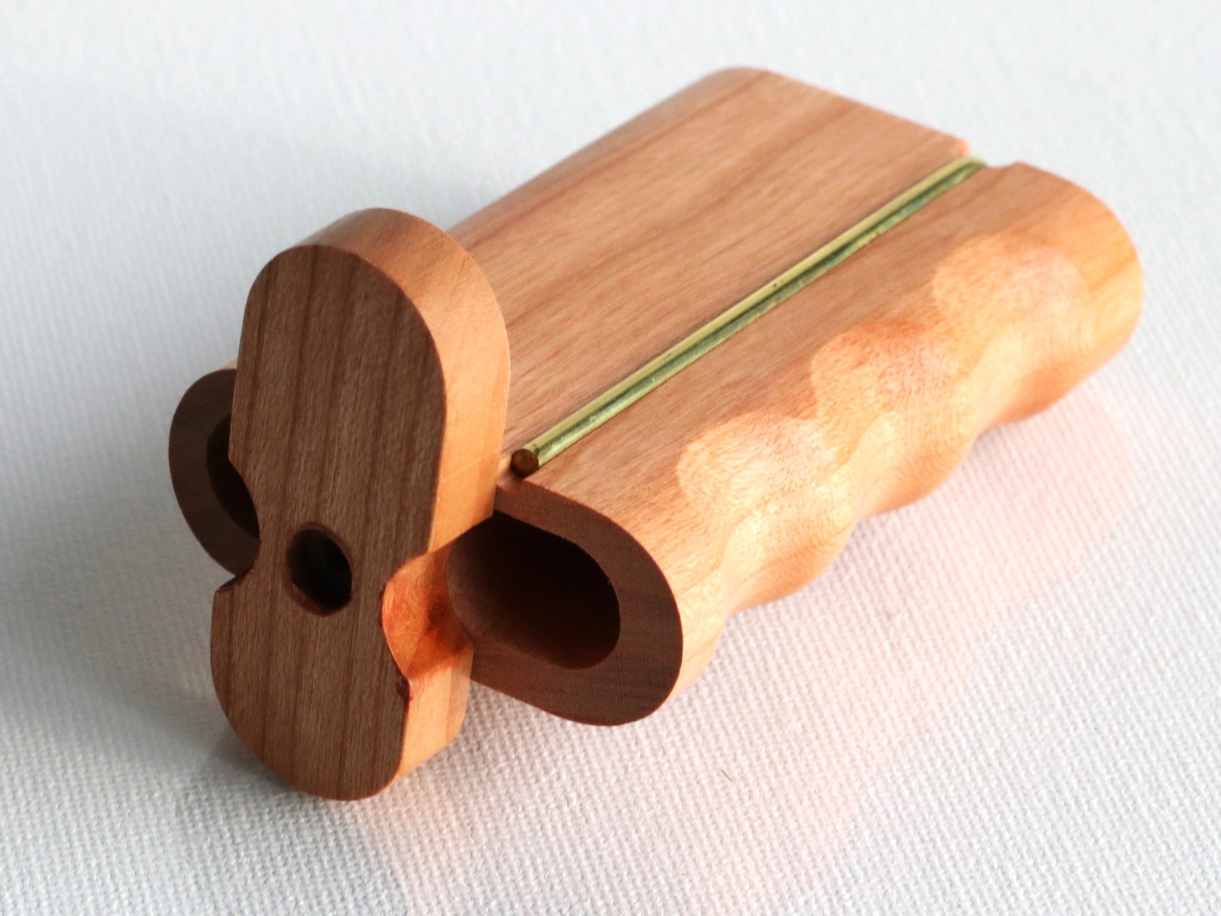 3" Cherry Wood Dugout-Swivel Lid-Built in Poker-Custom one hitter pipe-Handlebar grip design