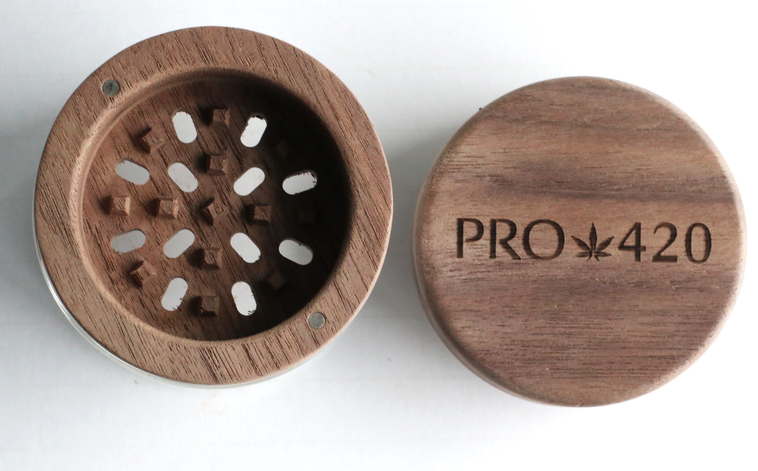 PRO 420 Custom Wood Herb Grinder & Glass Storage Jar - Herb Grinder and Stash Jar
