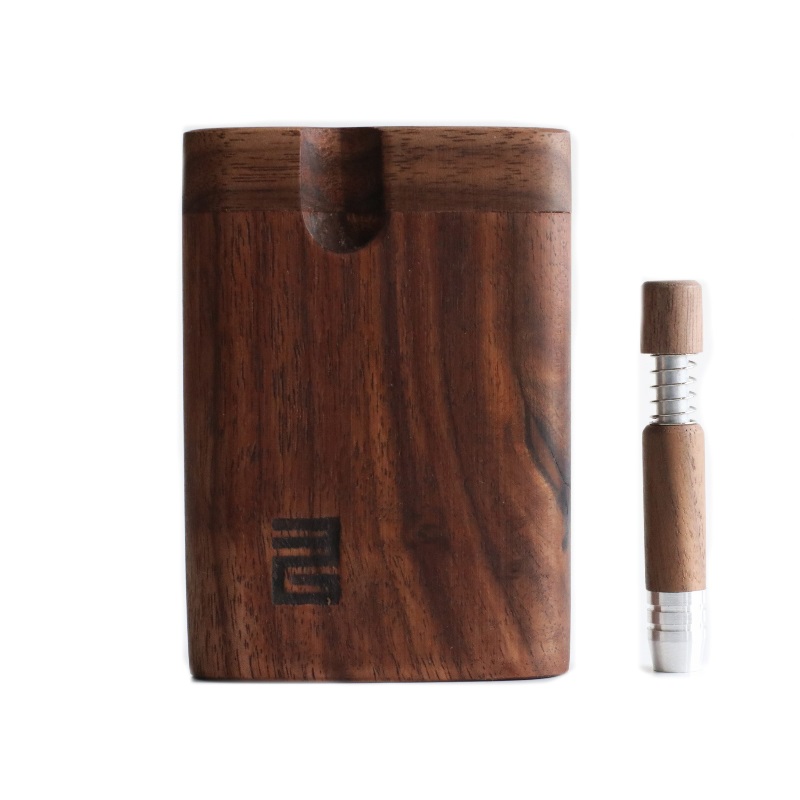 3" Black Walnut Dugout & Spring Loaded Walnut One Hitter-Perfect Match - 3rd Grain Walnut Dugout and Pipe