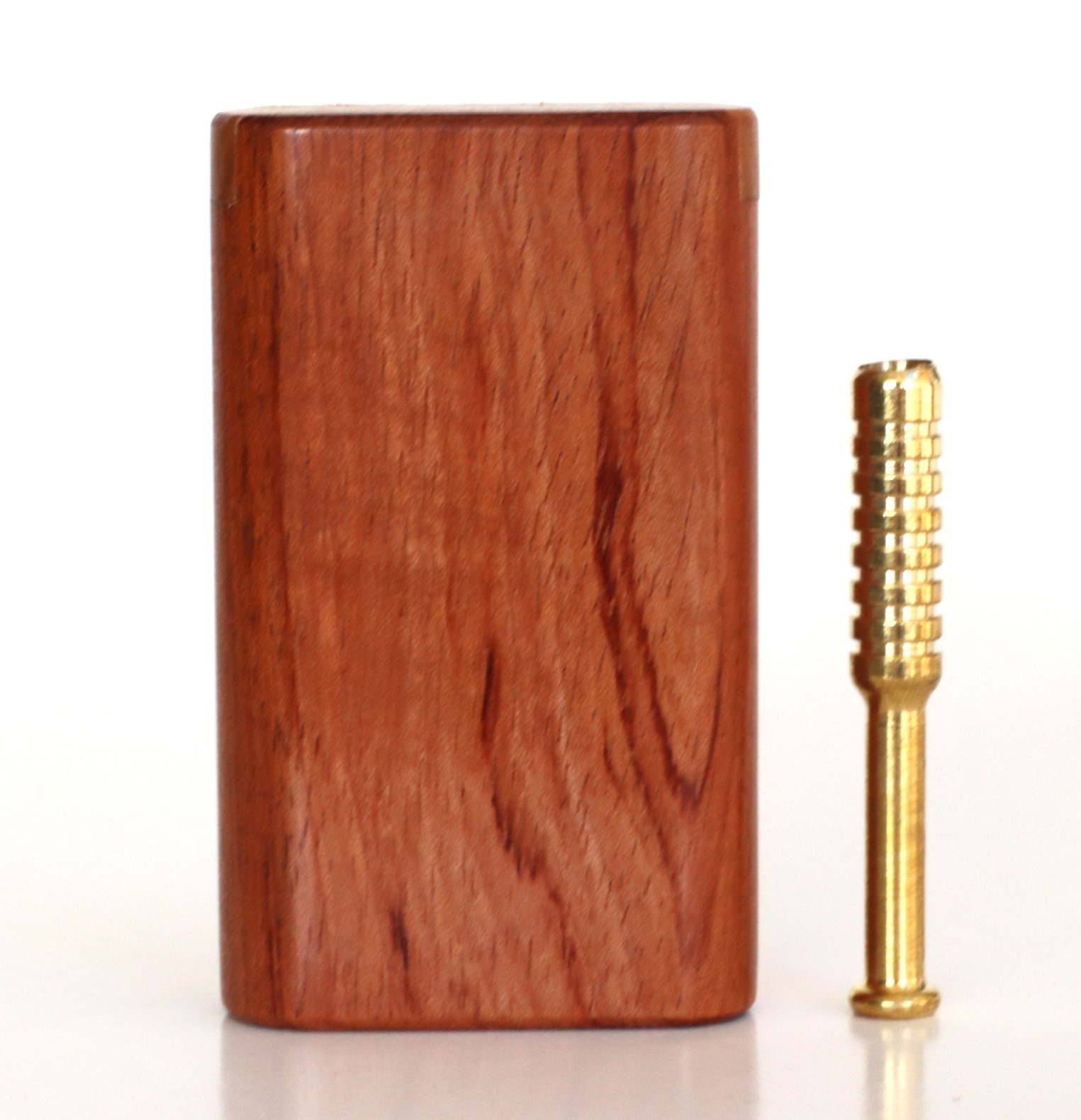 3" Snap Lock Dugout & One Hitter Pipe-Brazilian Cherry-American Crafted Exotic Wood Stash Box