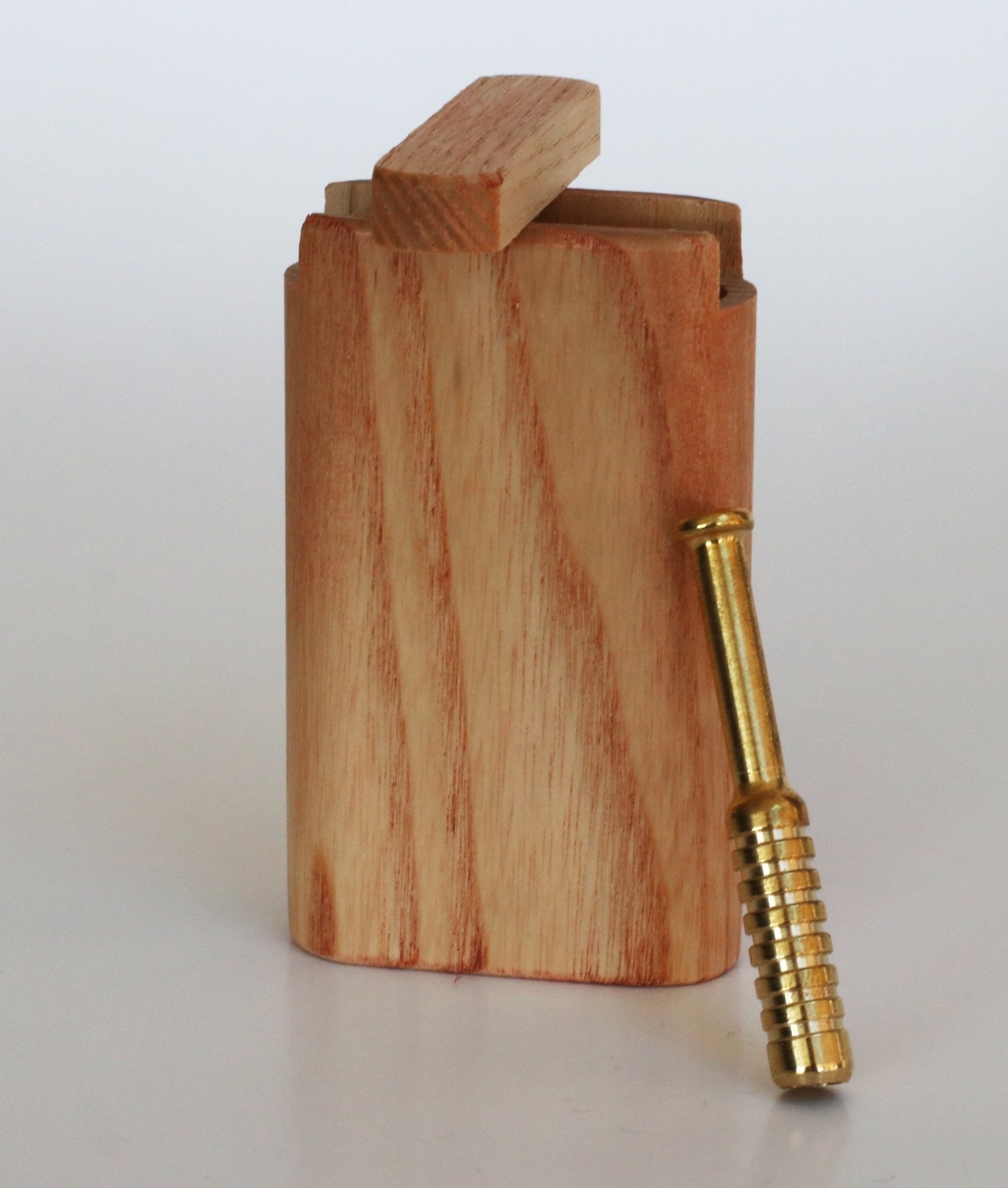 3" Snap Lock Dugout & One Hitter Pipe-Blonde Ash Wood-American Crafted Exotic Wood Stash Box