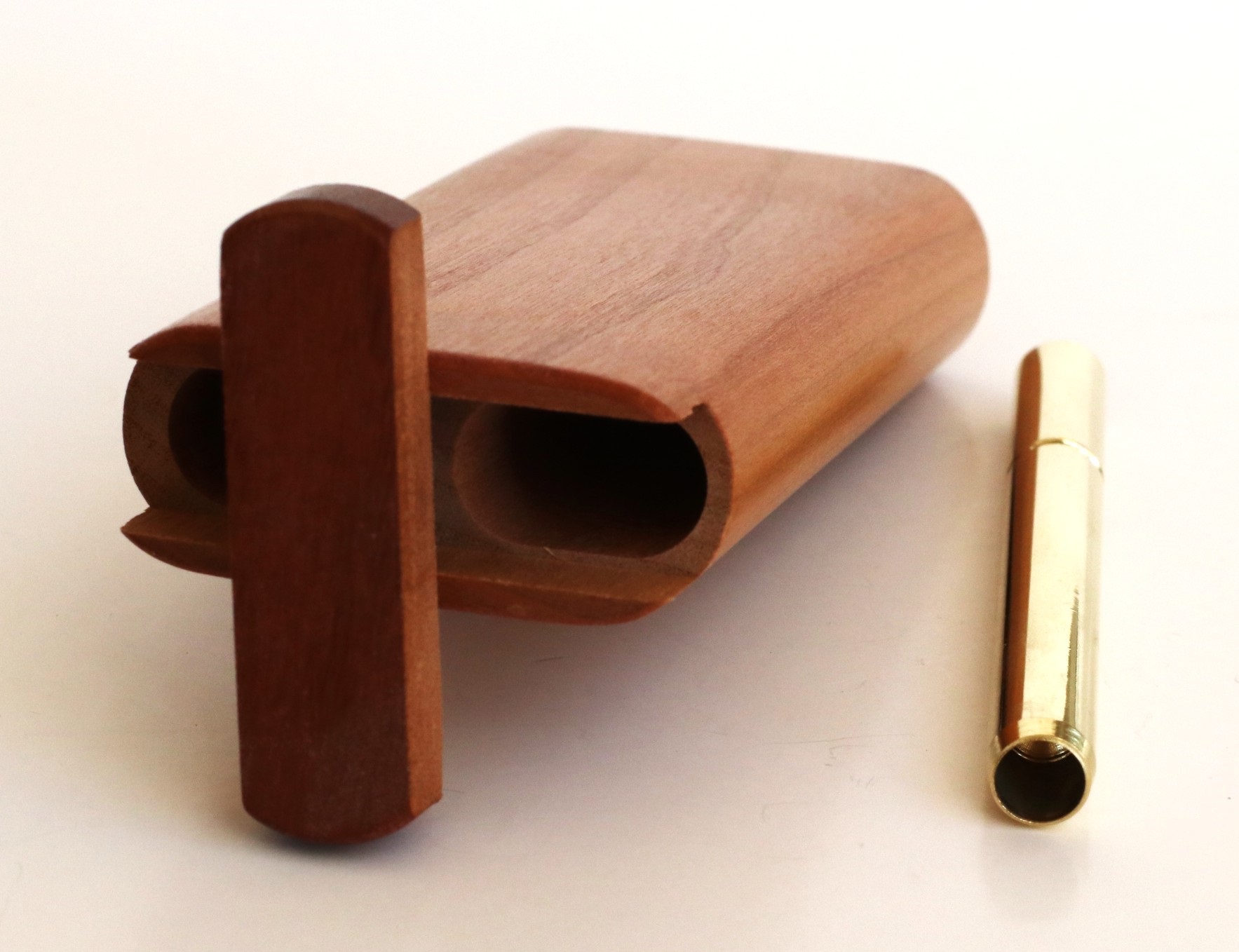 4" Brazilian Cherry Wood Dugouts & One Hitter Pipes-Snap Top Lids-American Crafted Stash Box
