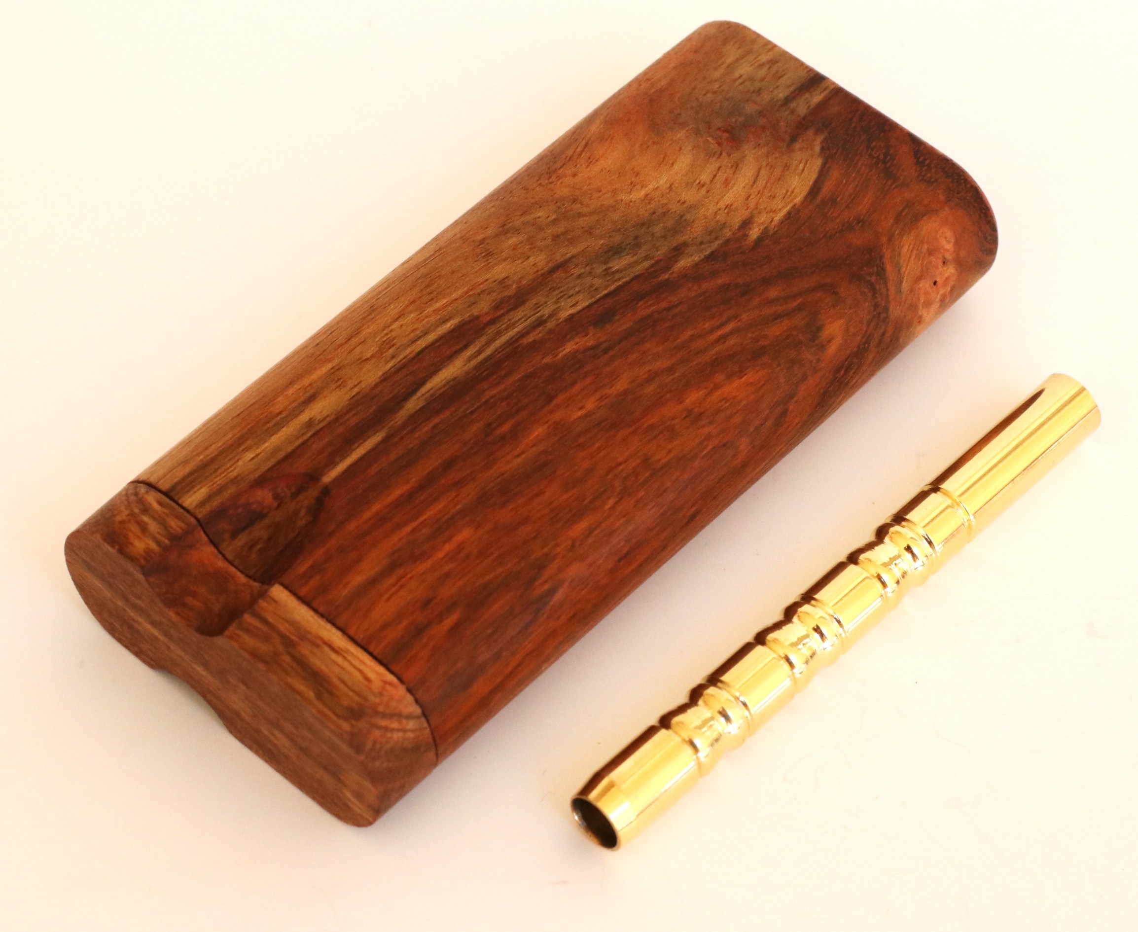 4" Caribbean Rosewood Spring Lock Dugout & One hitter pipe-American Handcrafted Stash Boxes - Caribbean Rosewood Dugout