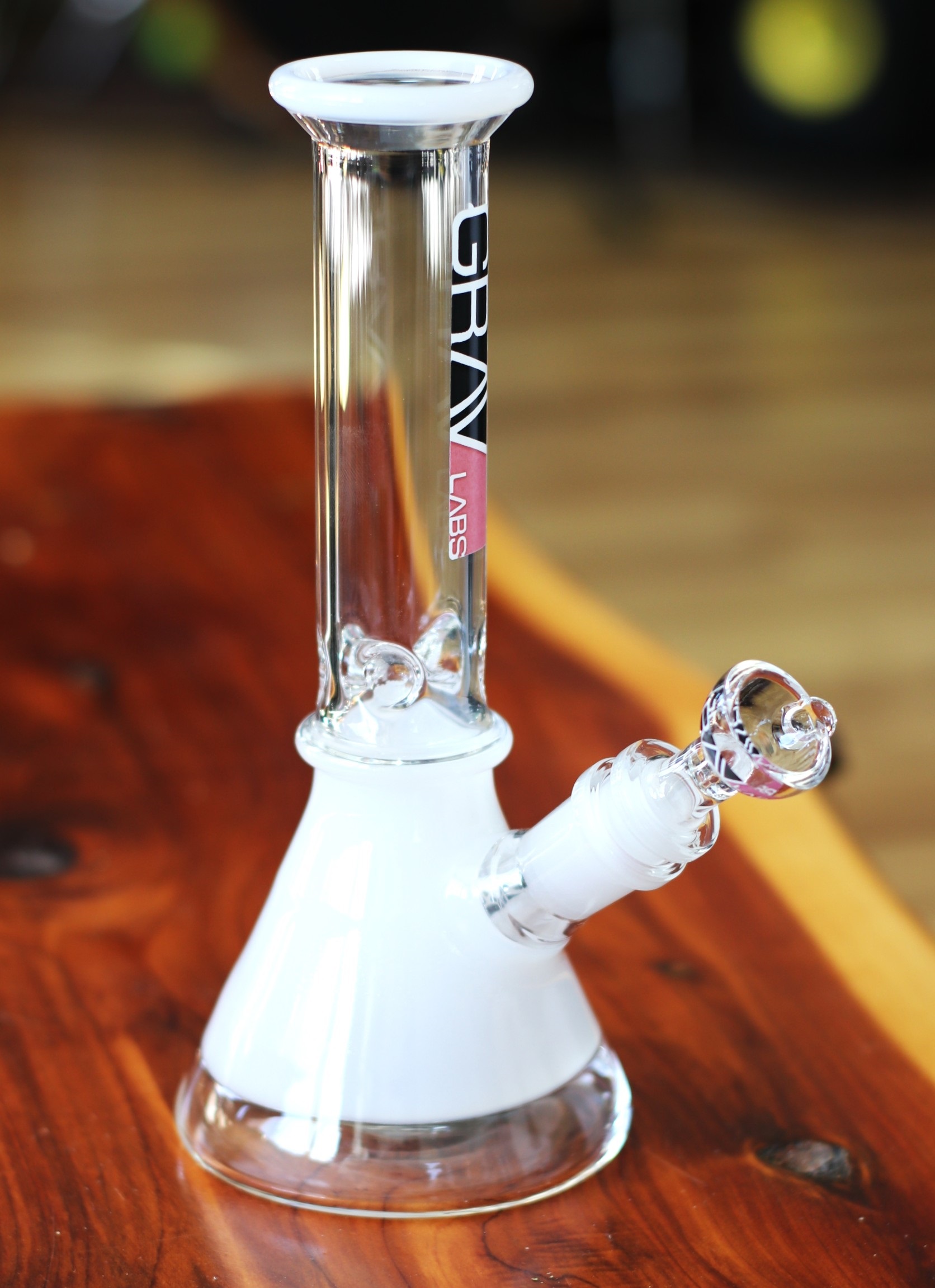 8" GRAV Glass Bong-Water Pipe-Downstem & Herb Slide-Pink/Black - 8' Water Bong by GRAV