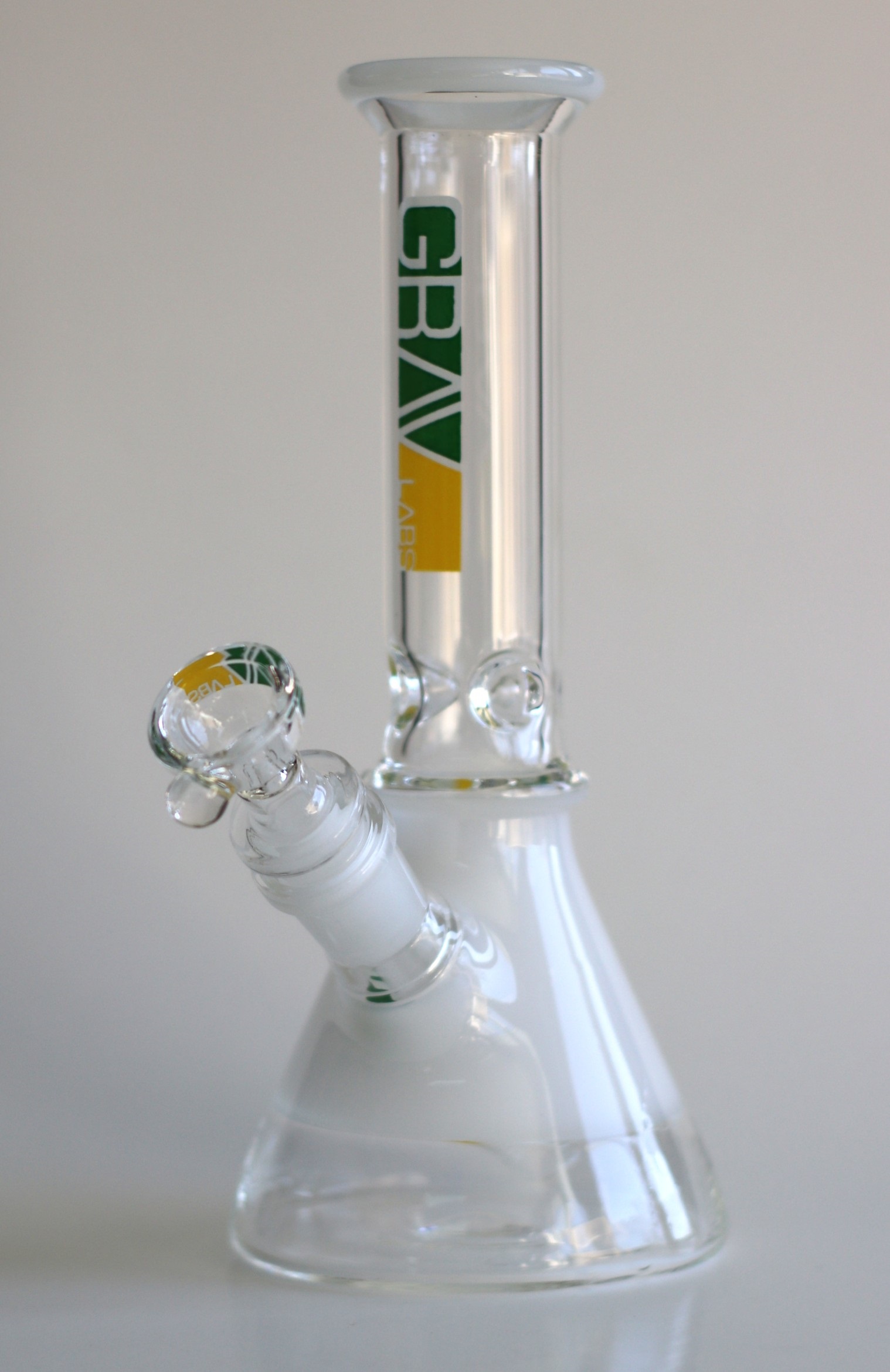 8" GRAV Glass Bong-Water Pipe-Downstem & Herb Slide-Green/Yellow - 8' Water Bong by GRAV