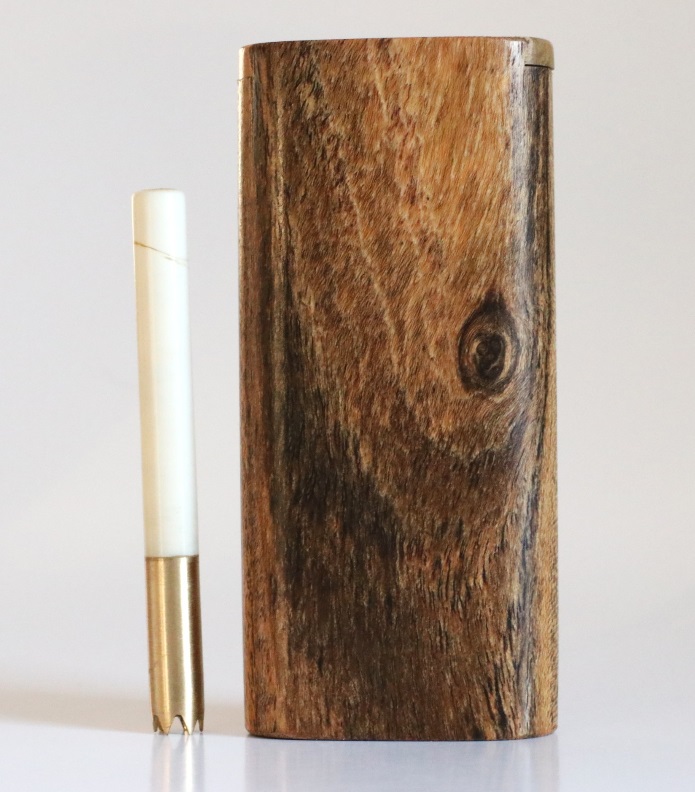 Bocote Wood Dugout & Brass one hitter pipe - Bocote Slider Lid Dugout