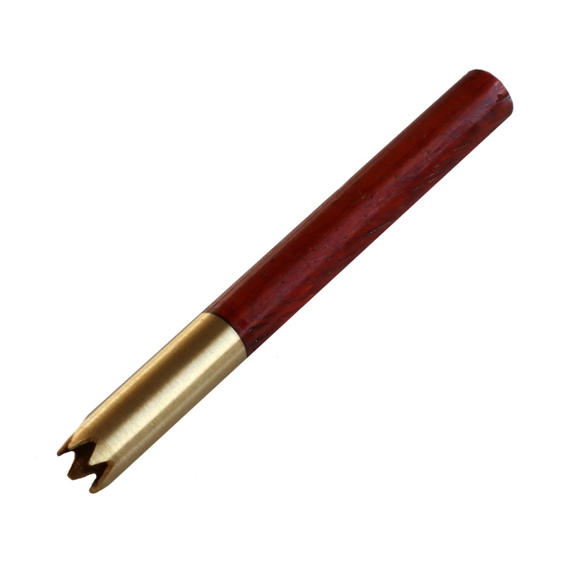 3" Grinder Tip Brass Pipes designed for 4" dugouts-Brass Tube/Wood Cover/Brass Poker included - Brass Grinder Tip Pipe