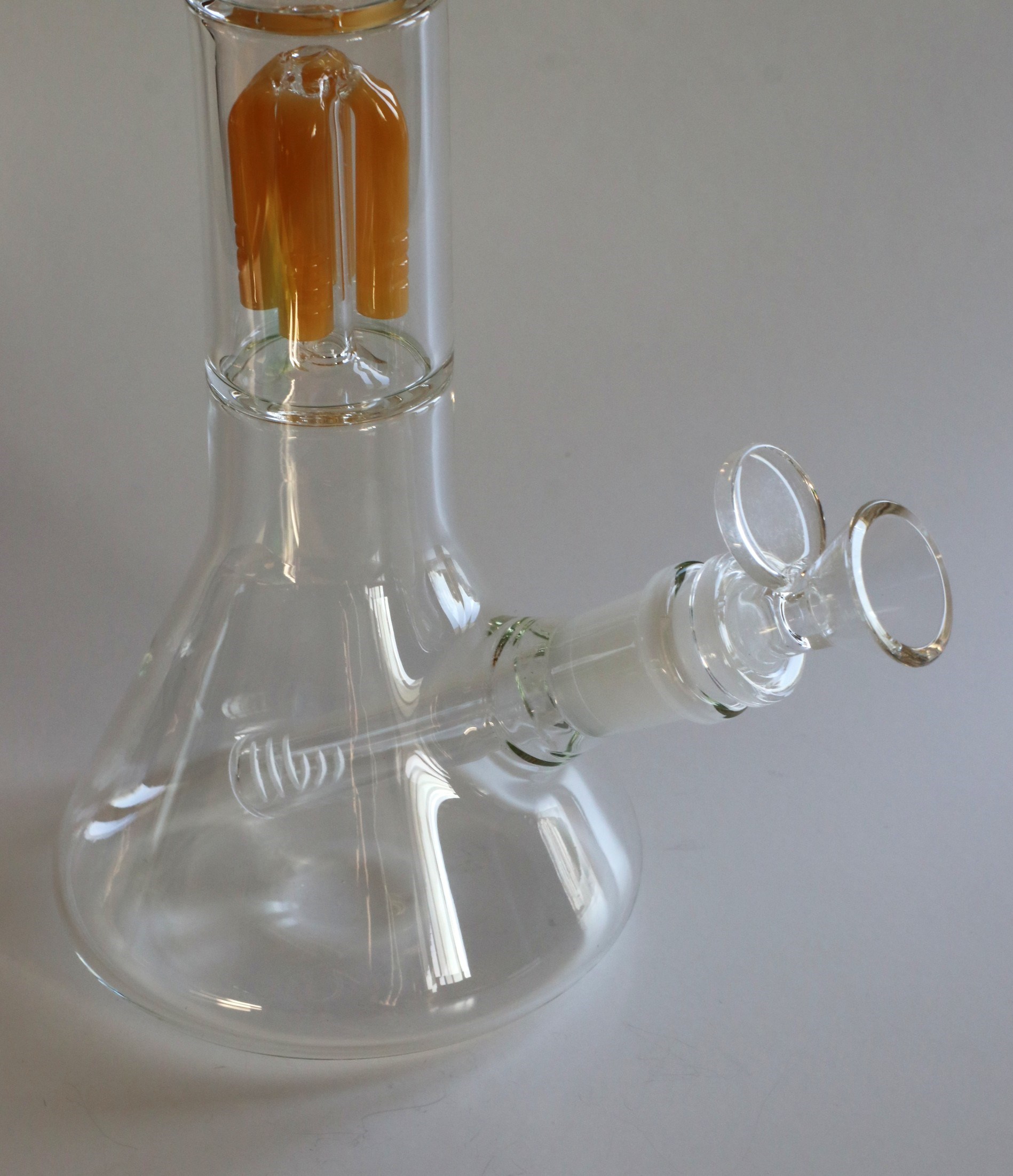 12" Clear Glass Bong-Slider & Herb Bowl-Amber Accents-Top quality Table top water beaker-bong-glass pipe - Dugout Repair Kit