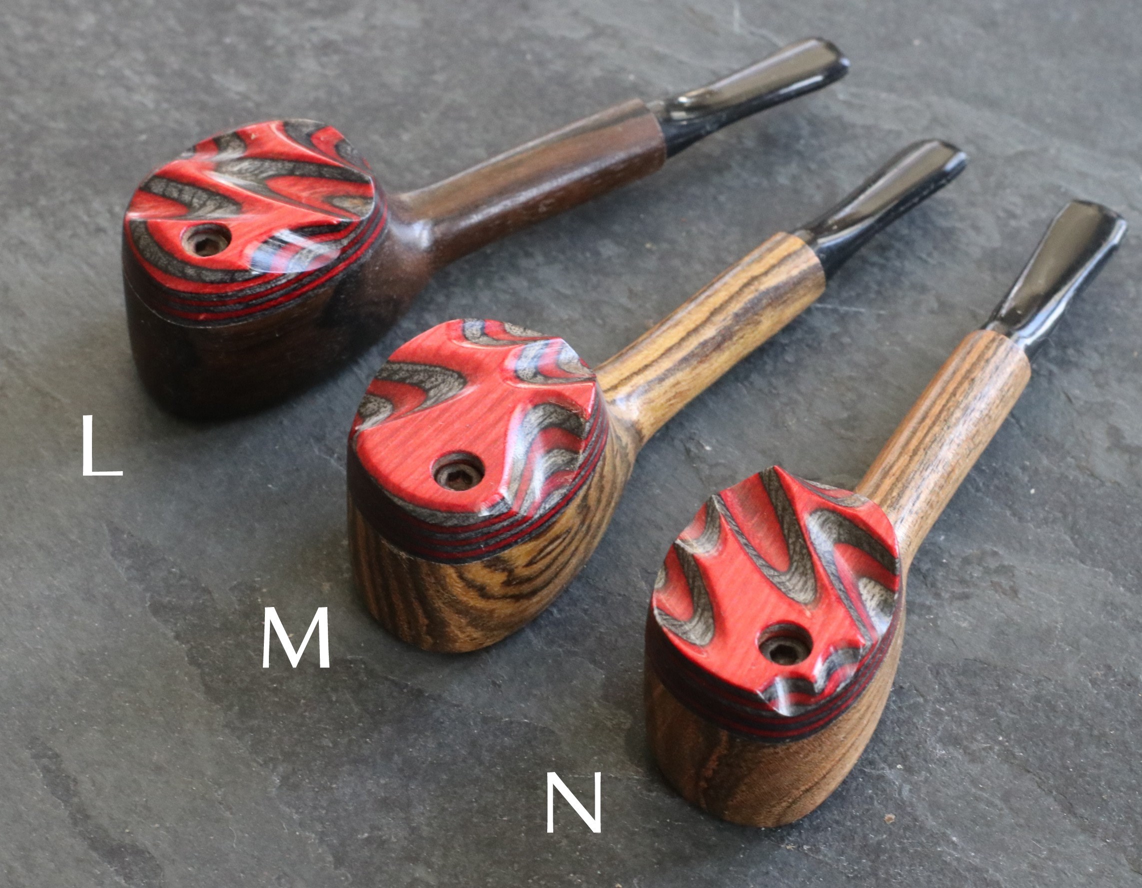 4" Swivel Lid Wood Pipe-DC2 COLOR ETCH LID-Handcrafted American Smoking Pipe - Exotic Wood Swivel Lid Pipes