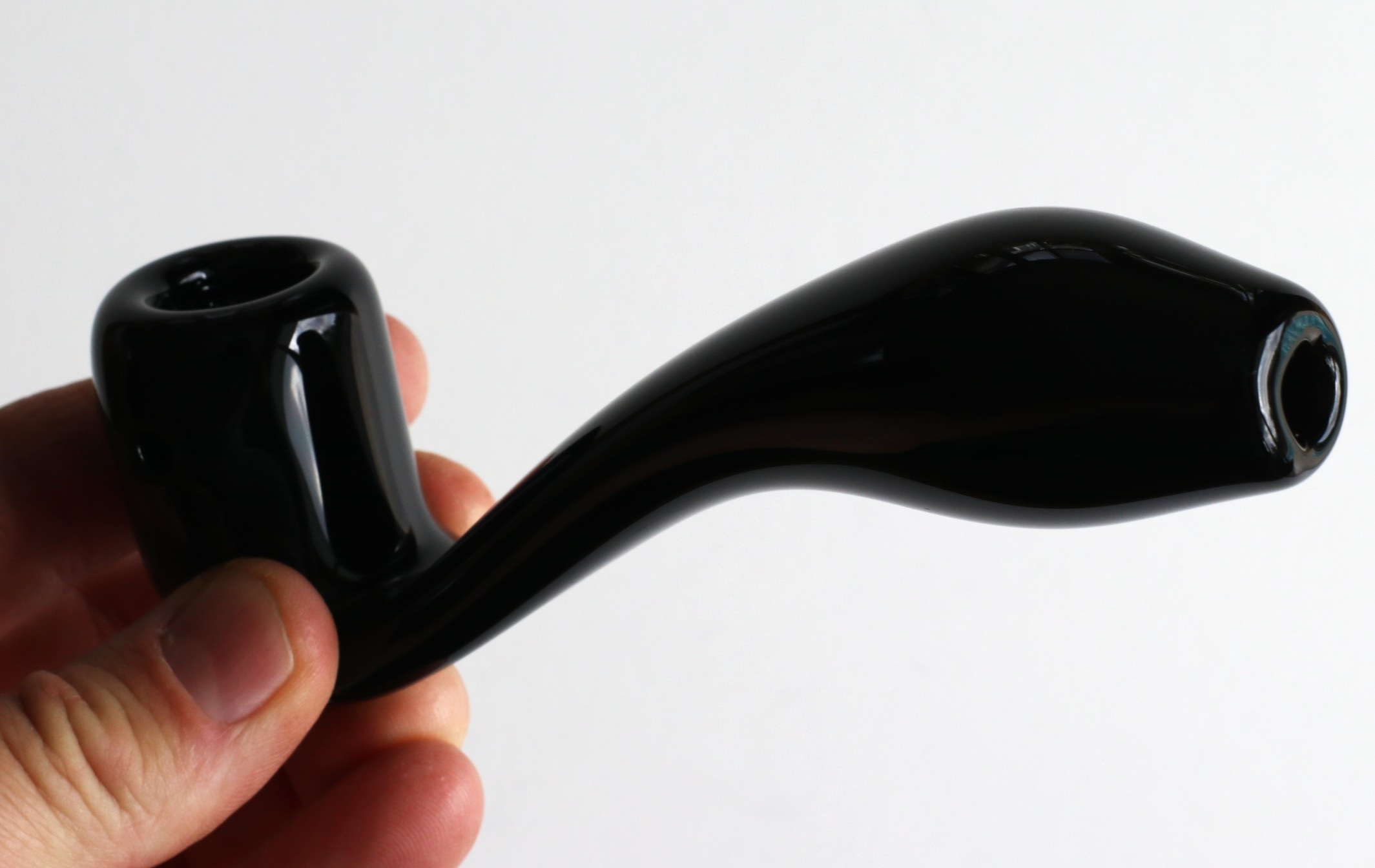 6" Black Glass Sherlock Pipe - Large Glass Sherlock Smoking Pipe for weed