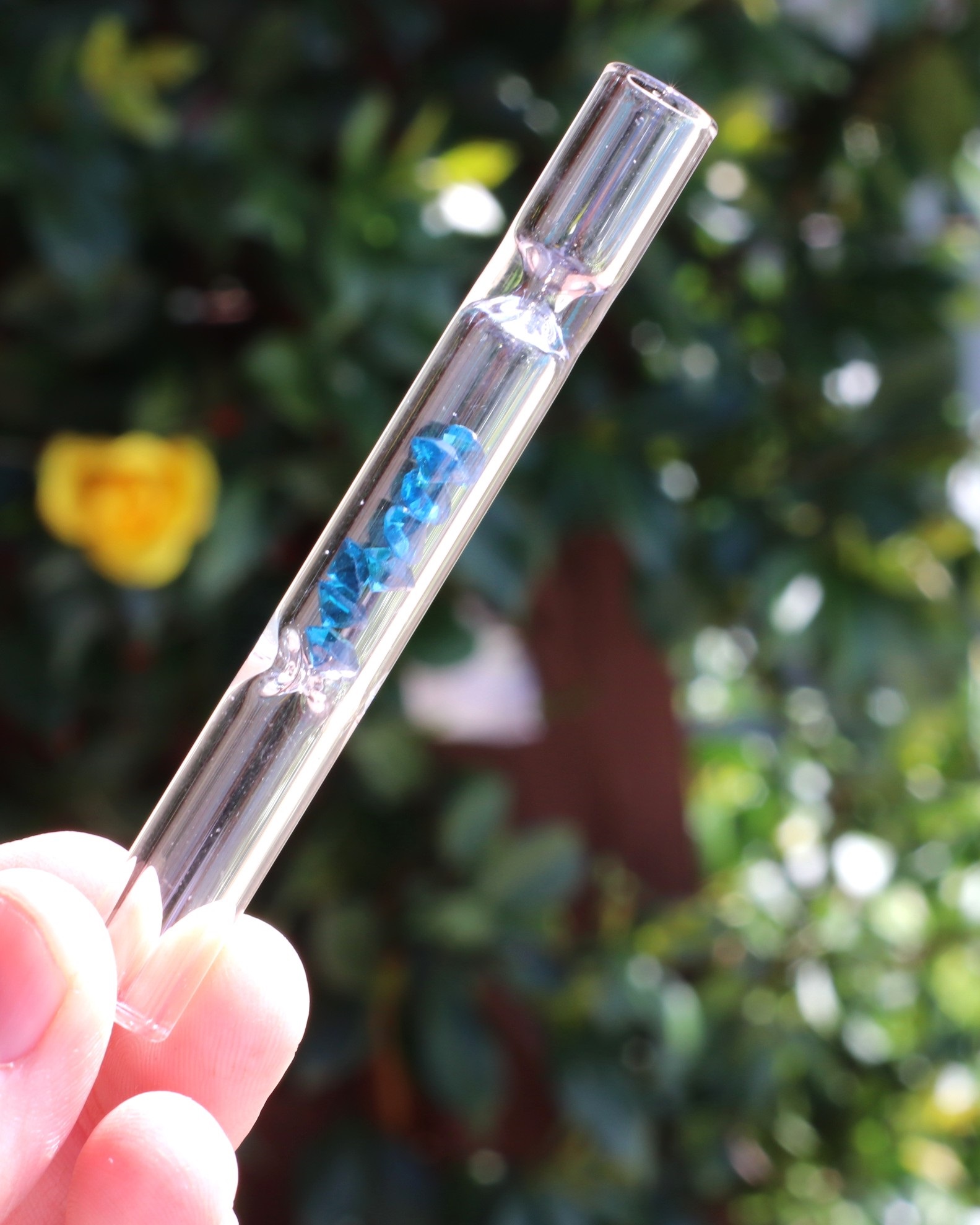 4" Glass One Hitter Pipe-Chillum-Gem Filter Chamber-Unique Glass Pipe