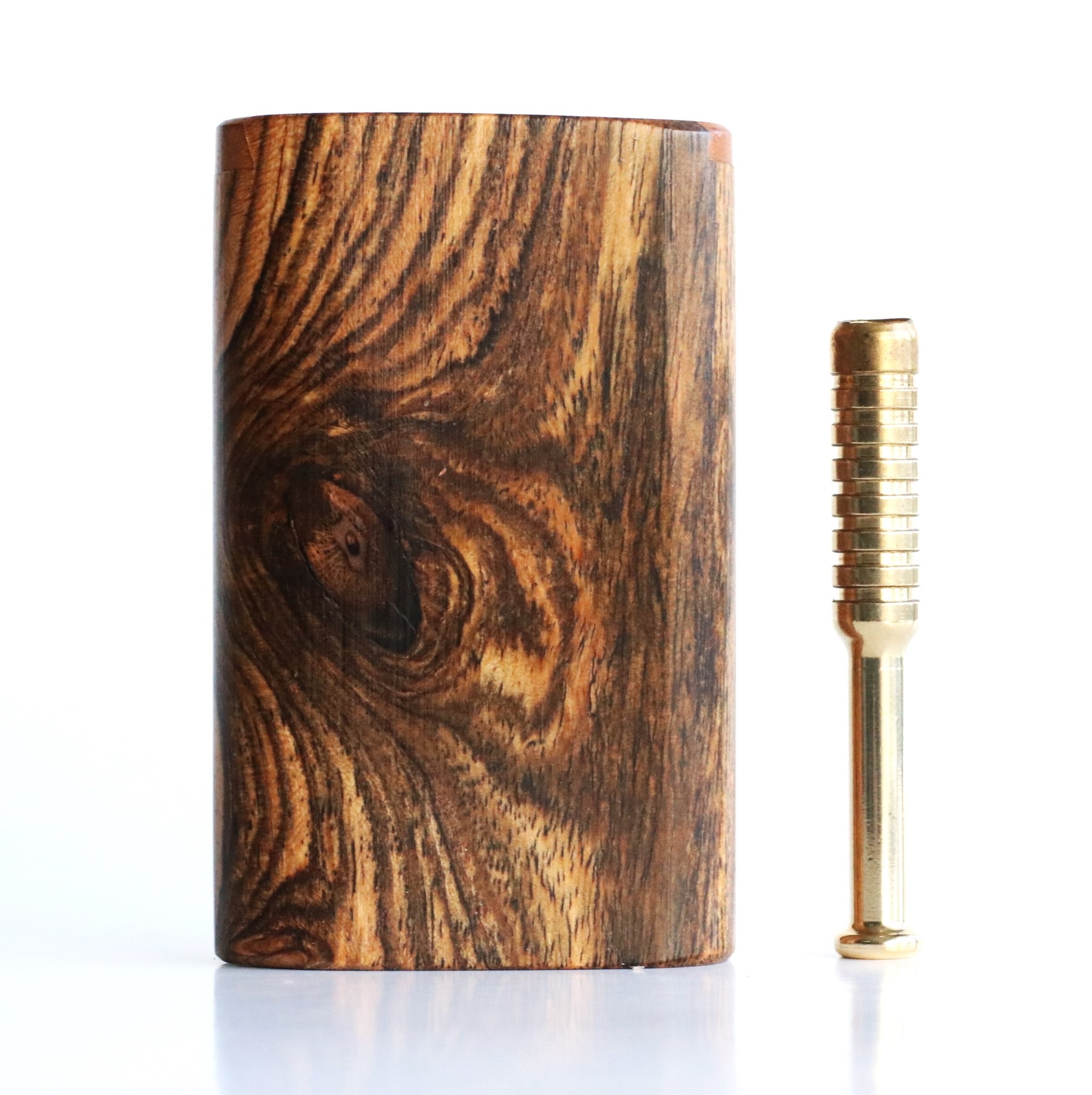 Bocote Wood Dugout & Brass one hitter pipe - Bocote Slider Lid Dugout