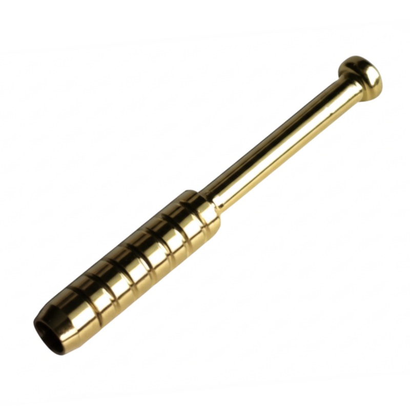 3" Brass Pipe-Ribbed Heat Resistant Pipe Designed for 4" Dugouts - Brass One Hitter Pipe