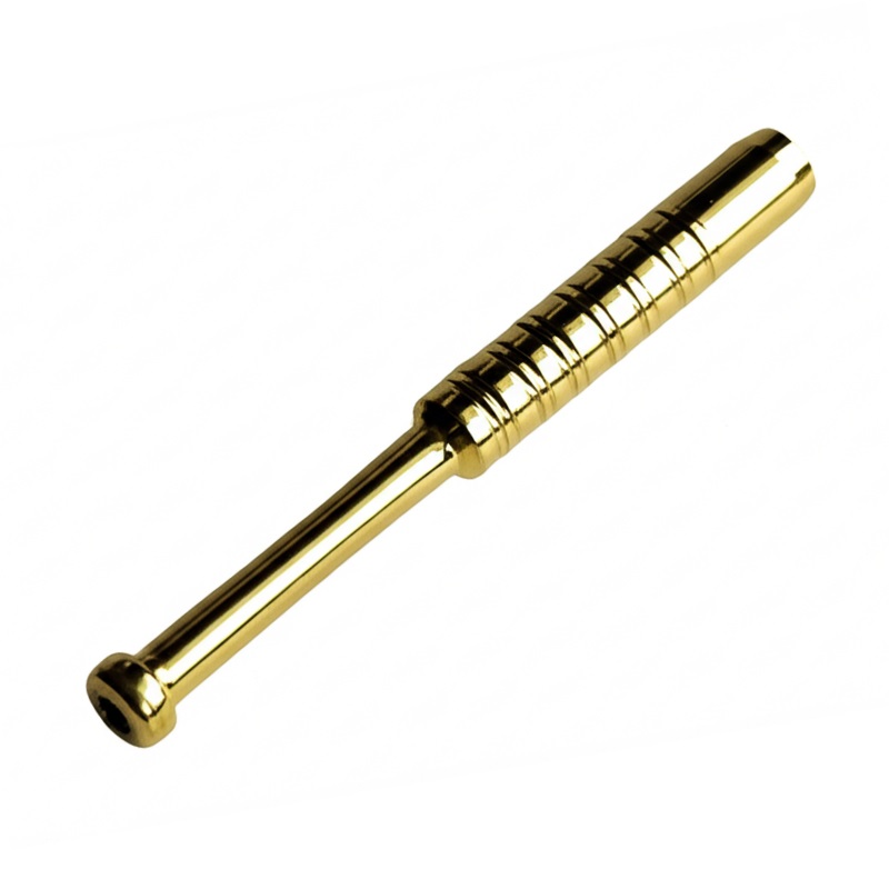 3" Brass Pipe-Thin Model-Ribbed Heat Resistant Pipe Designed for 4" Dugouts - Brass One Hitter Pipe