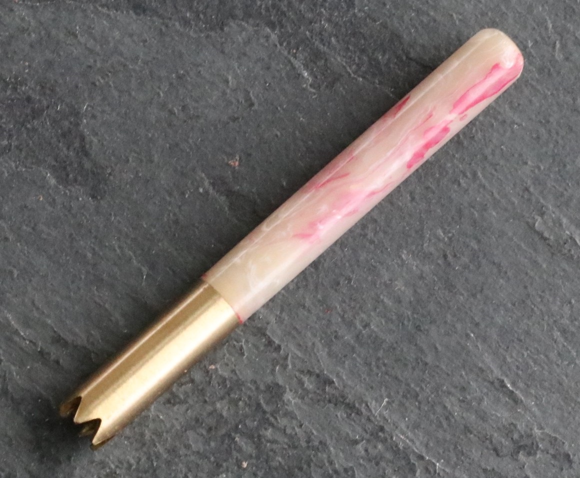 3"Brass Grinder Tip Pipe-Designed for 4" Dugouts-Pink Resin Heat Cover - Brass Grinder Tip Pipe