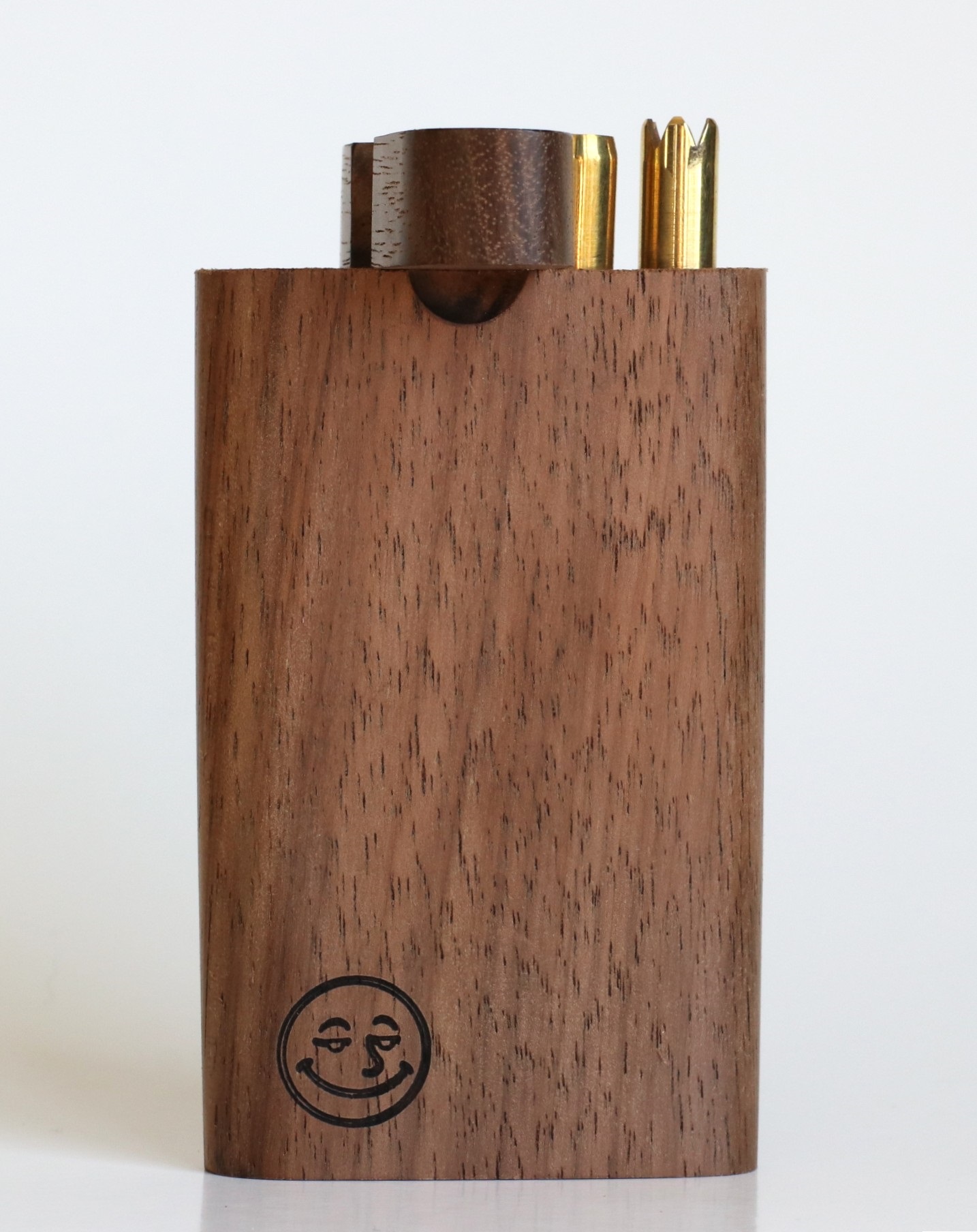 4" Walnut Double Hitter Dugout & Glass Pipe-American Crafted Dugout - Walnut Swivel Lid Dugout-Two Pipe Double Hitter