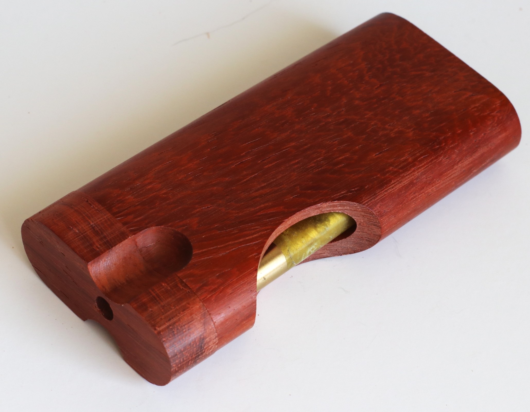 4" Padauk Swivel Lid Dugout & One hitter pipe-American Made by Better Life-Locking Lid - Swivel Lid Cutaway Dugout by Better Life