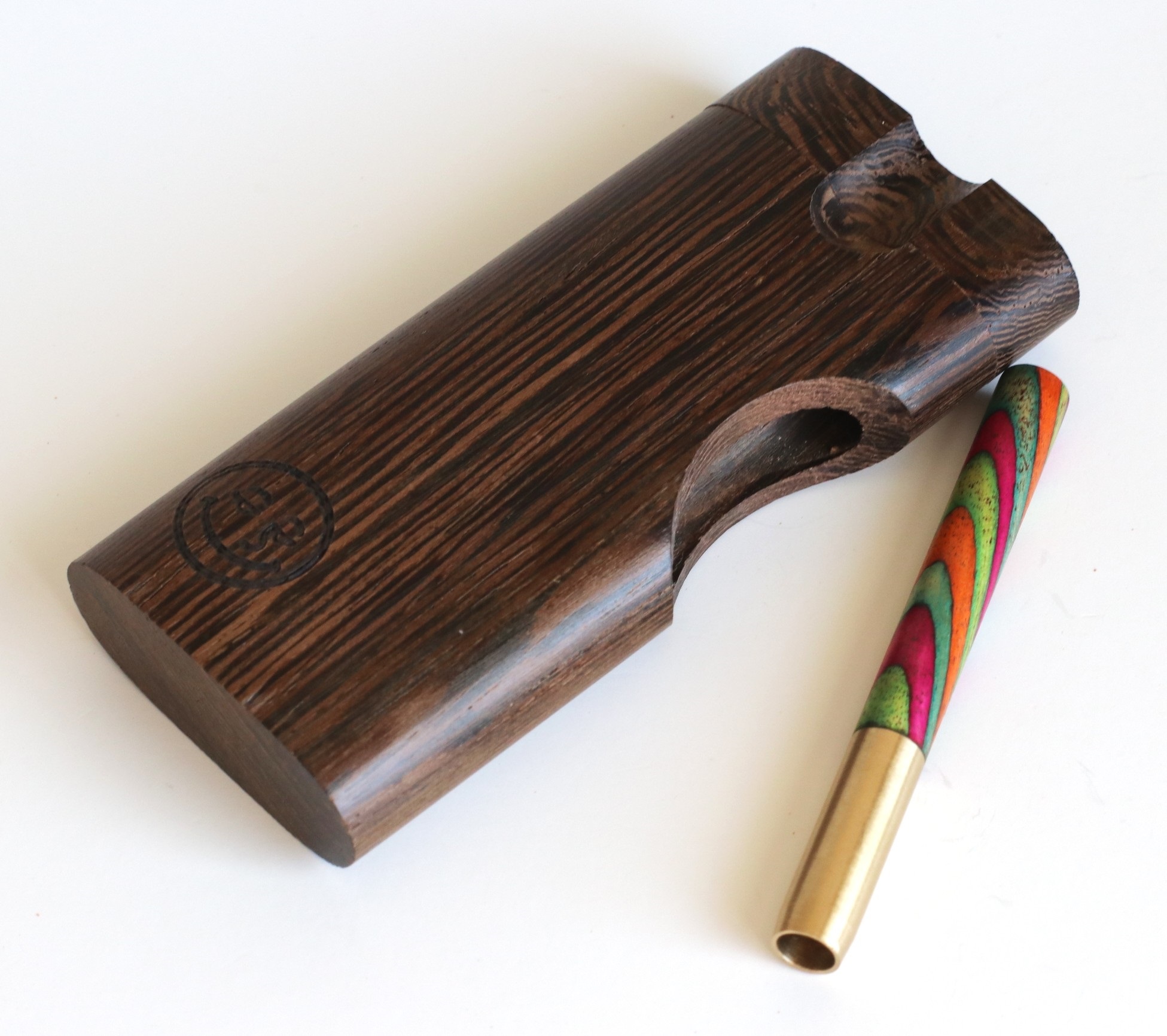 4" Wenge Swivel Lid Dugout & One hitter pipe-American Made by Better Life-Locking Lid - Swivel Lid Cutaway Dugout by Better Life