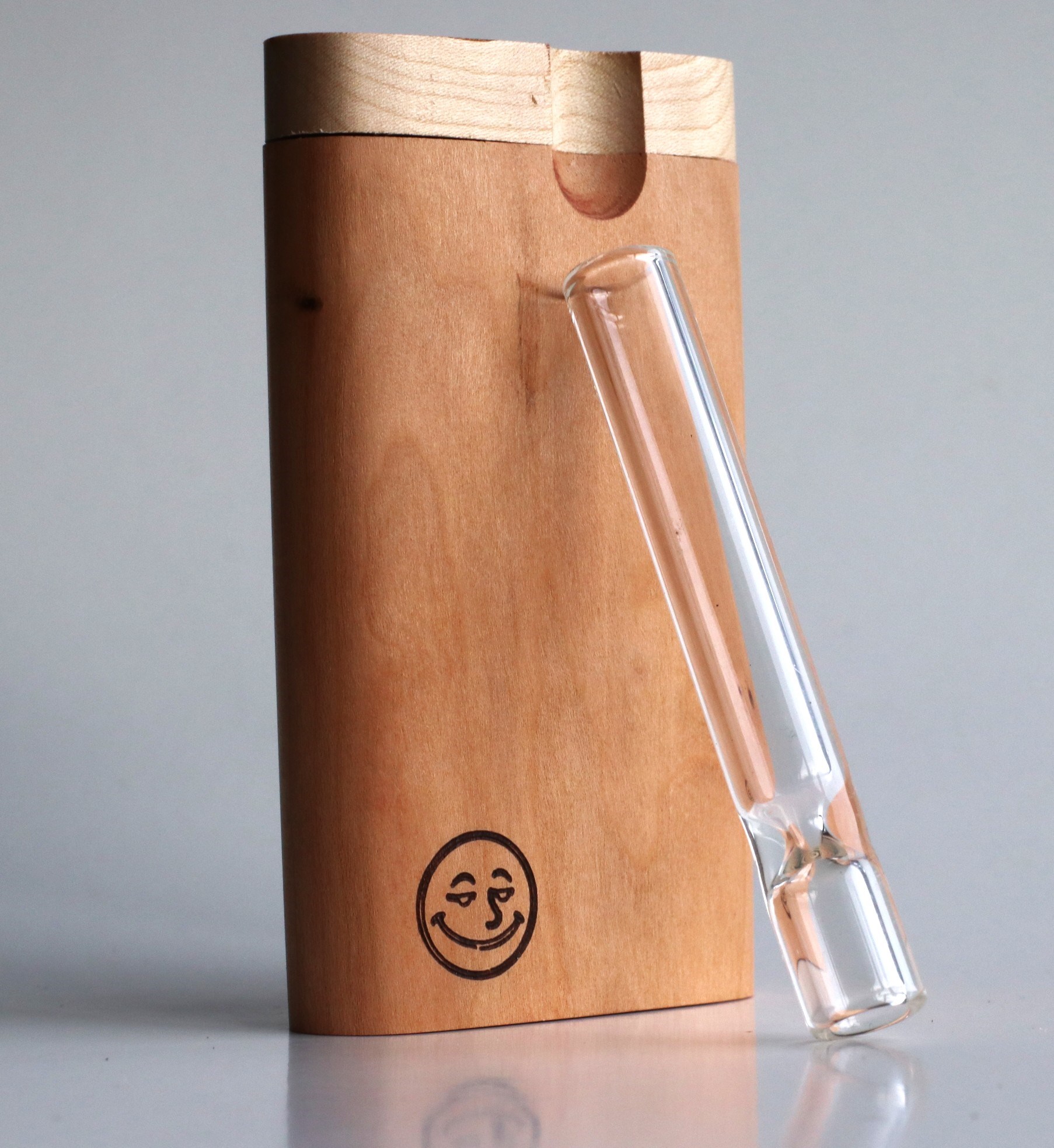 Cherry Wood Big Hitter-Dugout & Glass Pipe-American Crafted Super Size Dugout - Cherry Swivel Lid Dugout